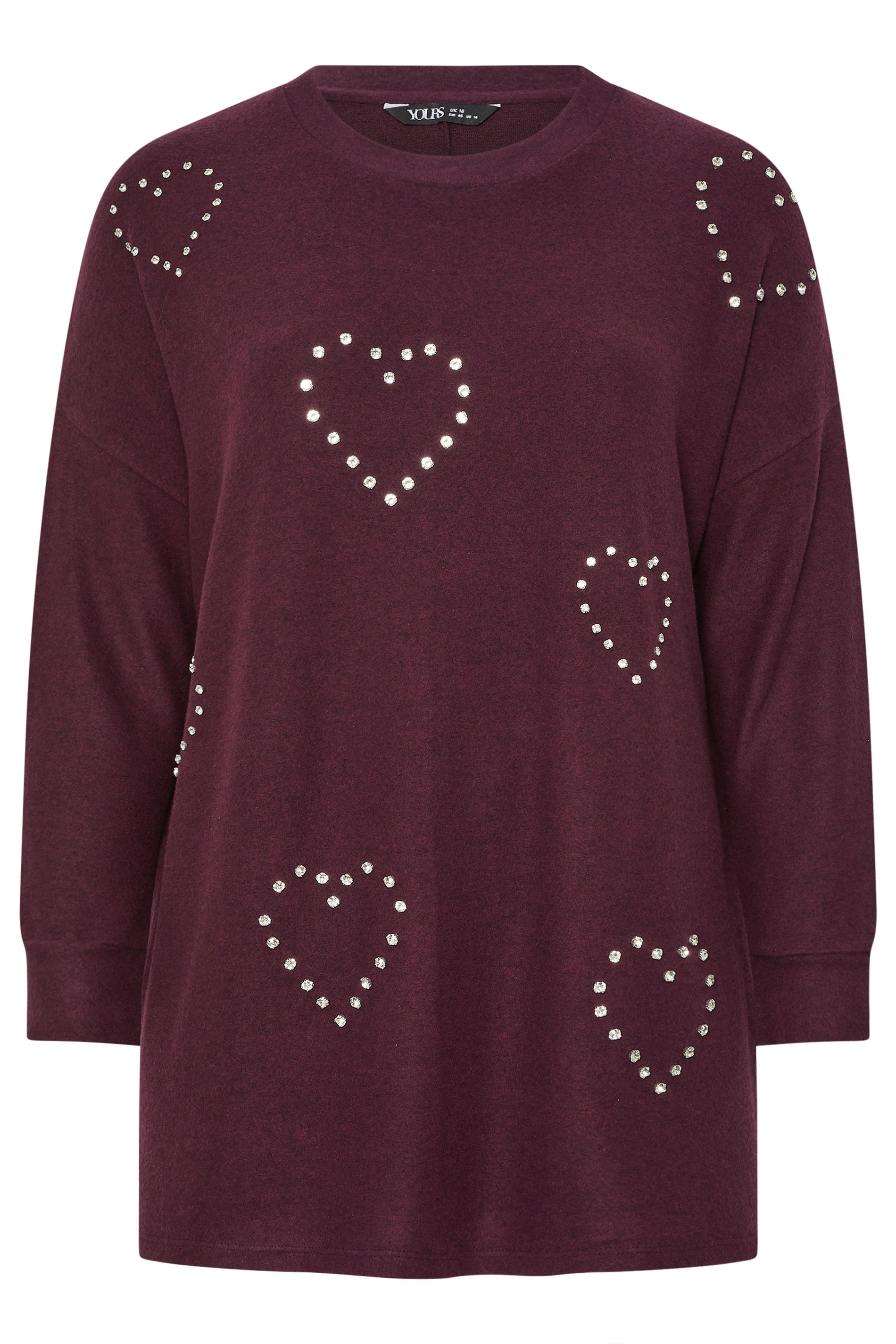 YOURS Plus Size Purple Diamante Soft Touch Jumper | Yours Clothing 5