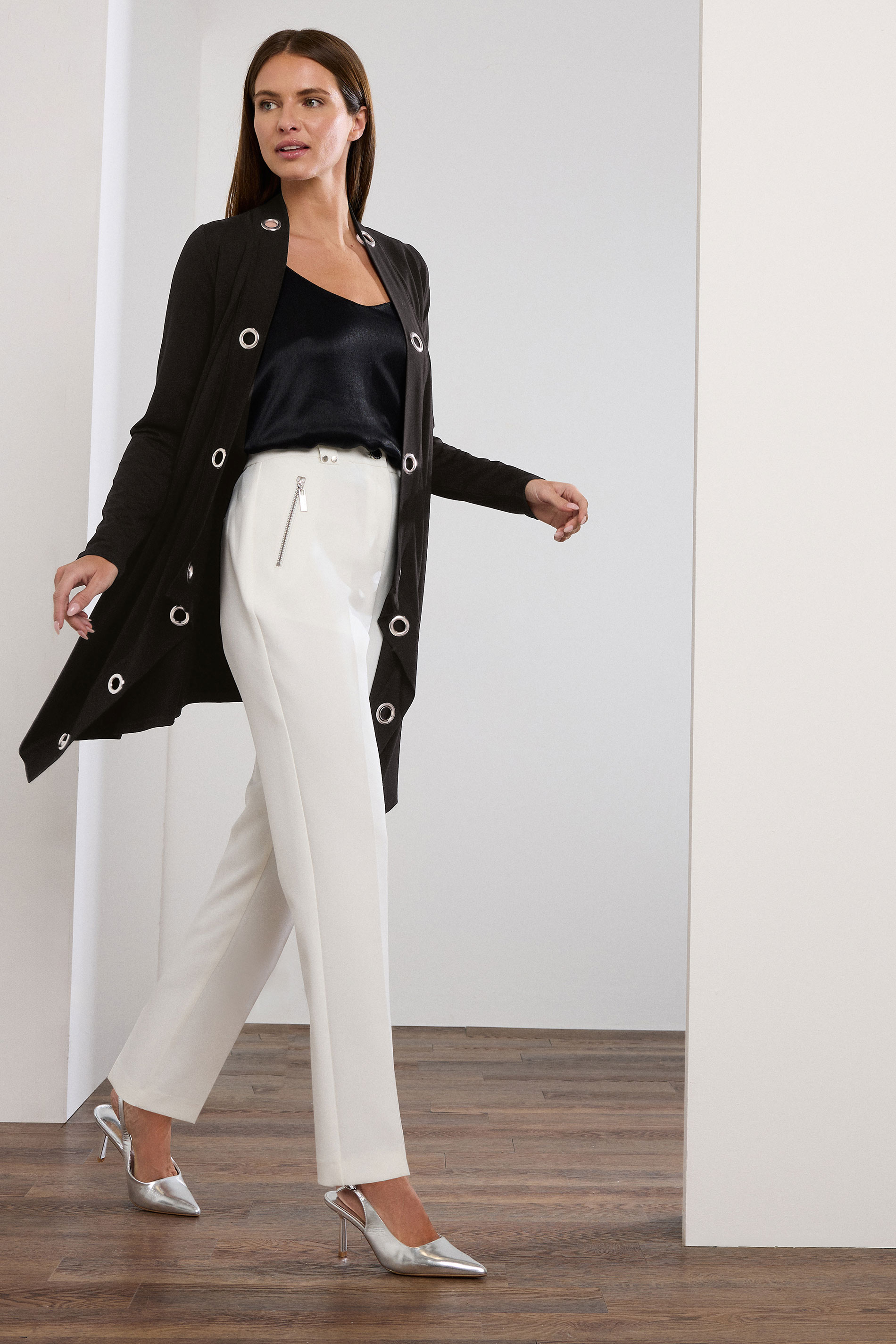STAR Black Eyelet Detail Waterfall Cardigan | StarByJM 2