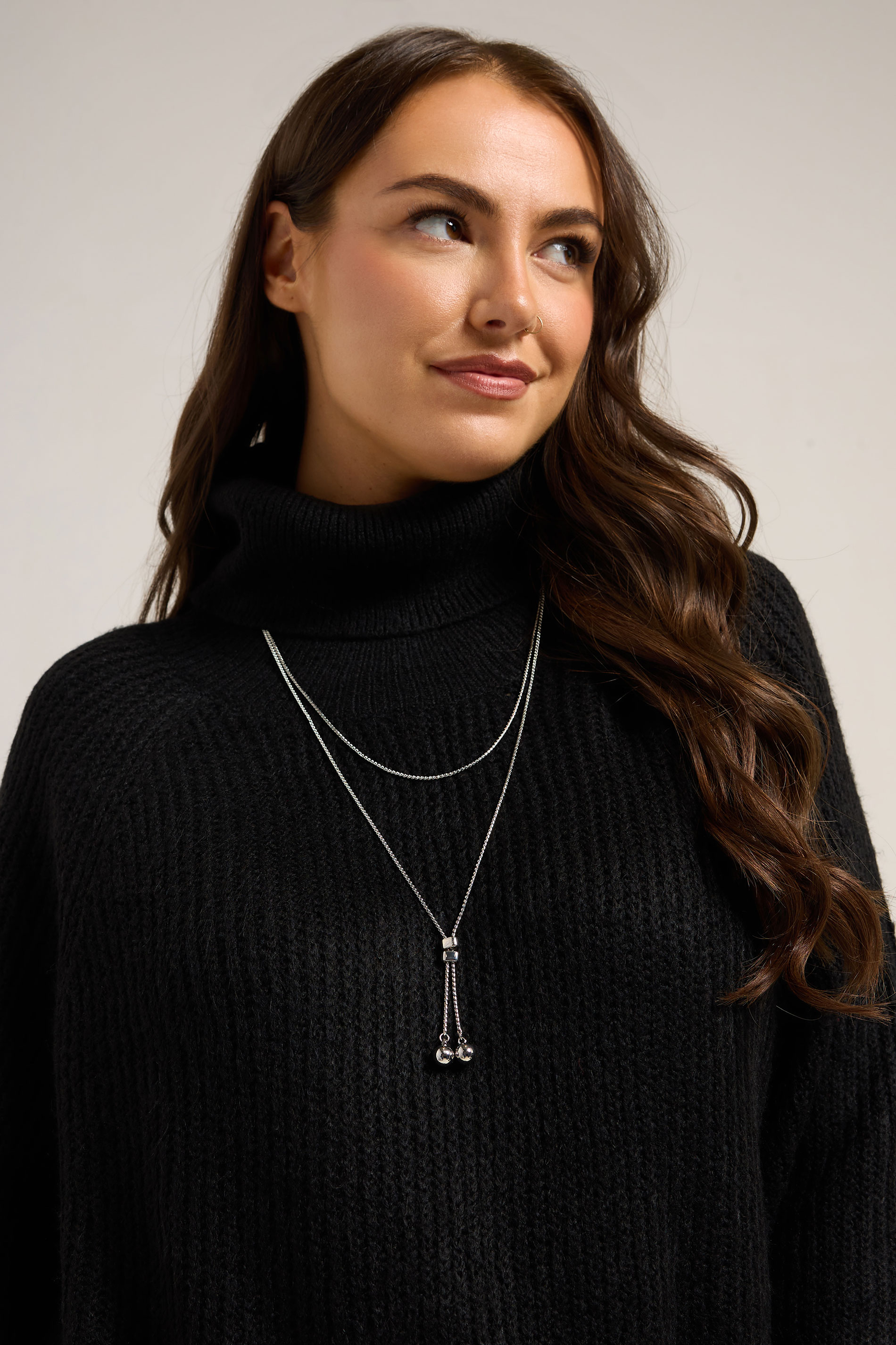Women's Silver Yours Tone Double Layer Long Necklace Size One Size