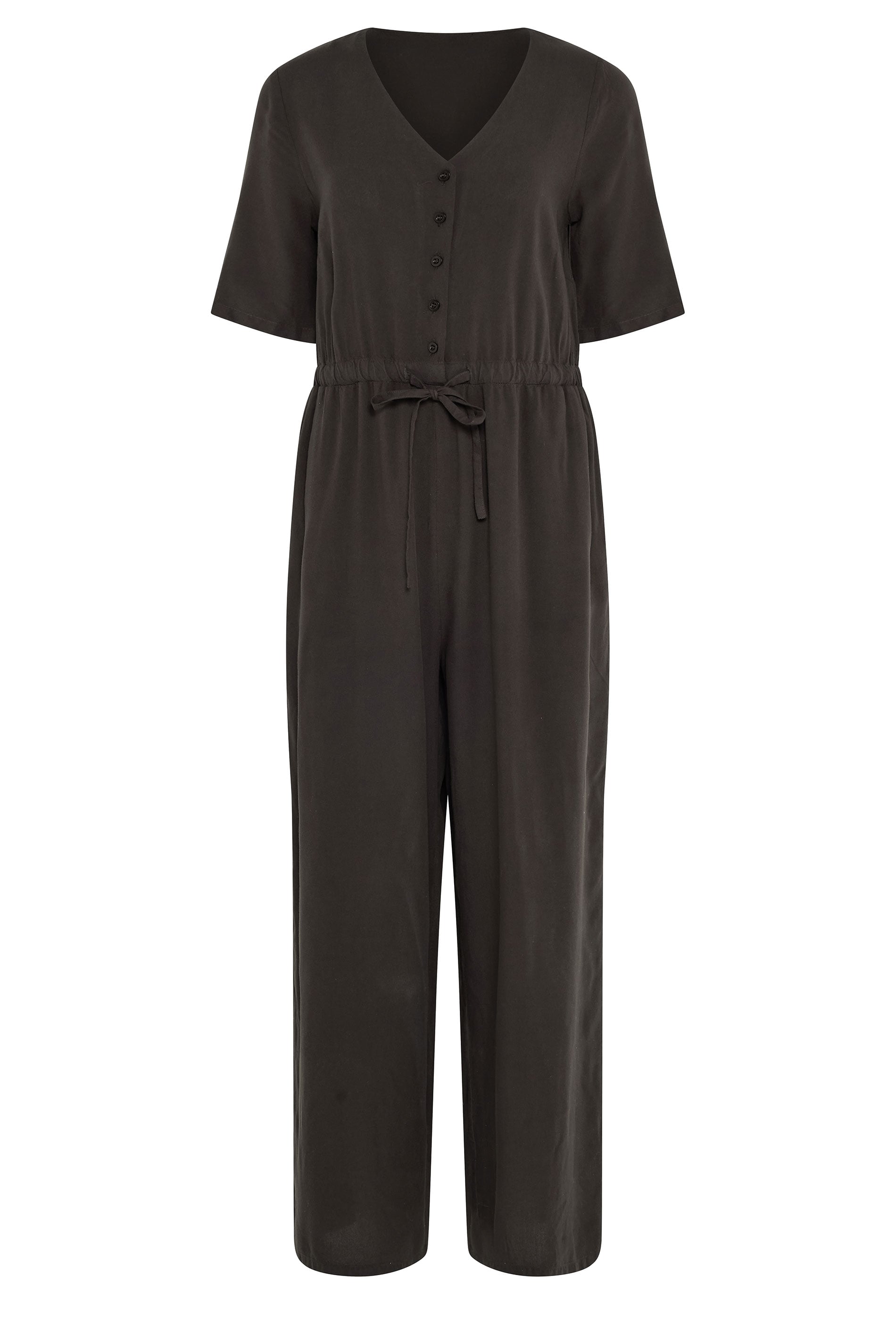 M&Co Petite Chocolate Brown Tie Waist Jumpsuit | M&Co 5