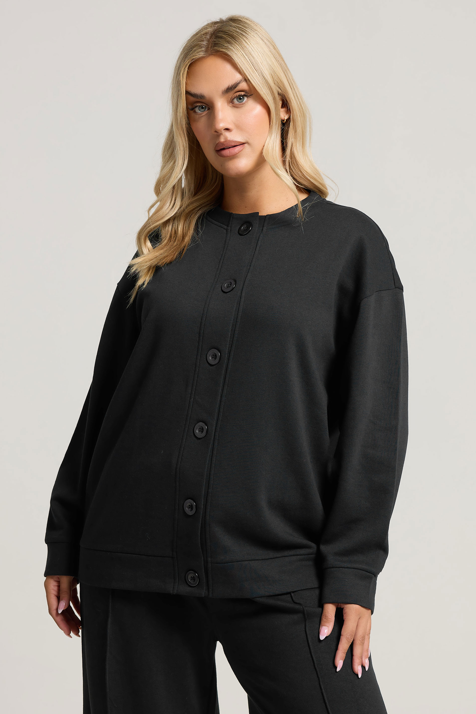 YOURS Plus Size Black Button Cardigan | Yours Clothing 3