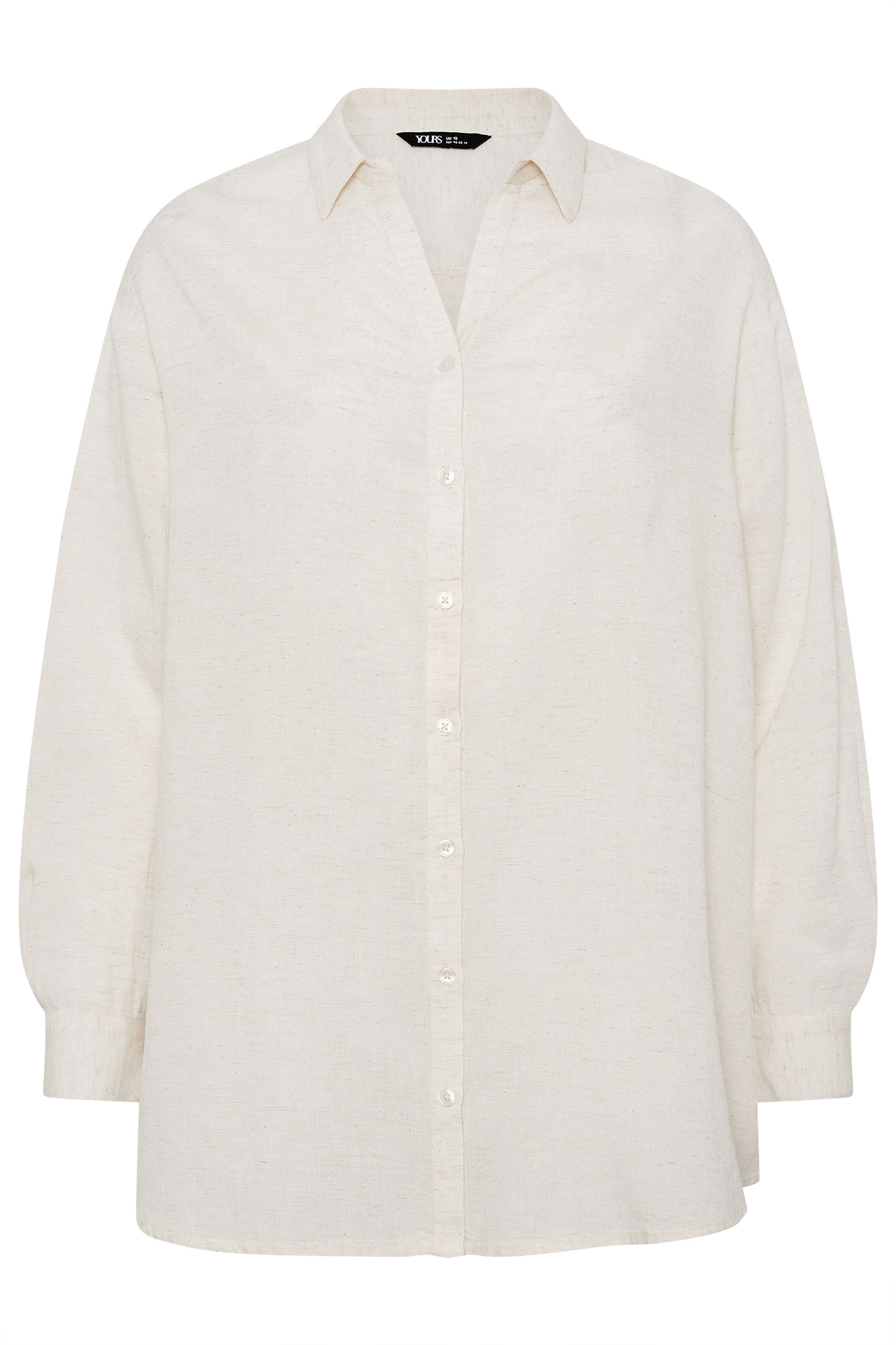 YOURS Plus Size Natural Brown Linen Shirt | Yours Clothing 8