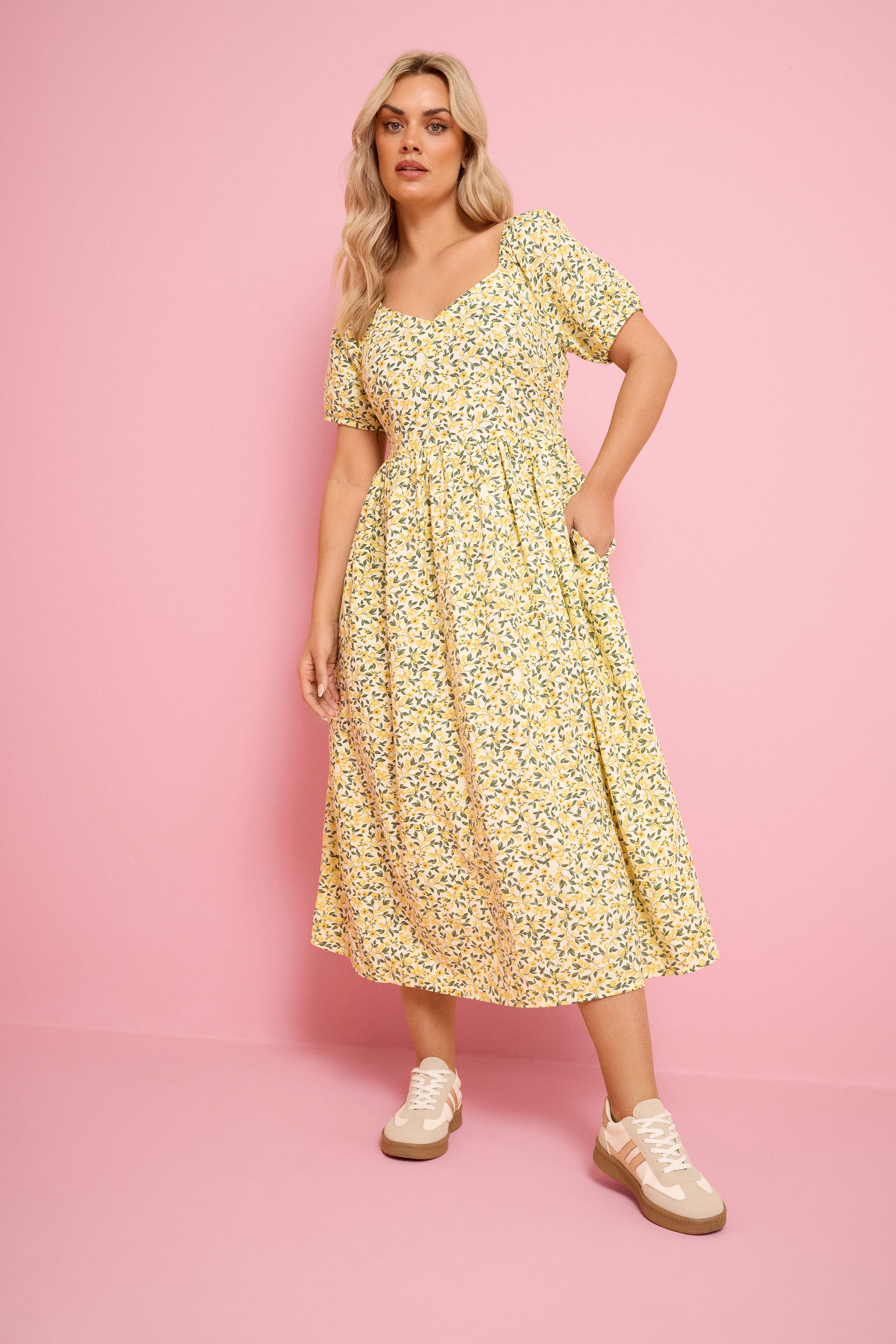 YOURS Plus Size Yellow Lemon Print Maxi Dress | Yours Clothing 1