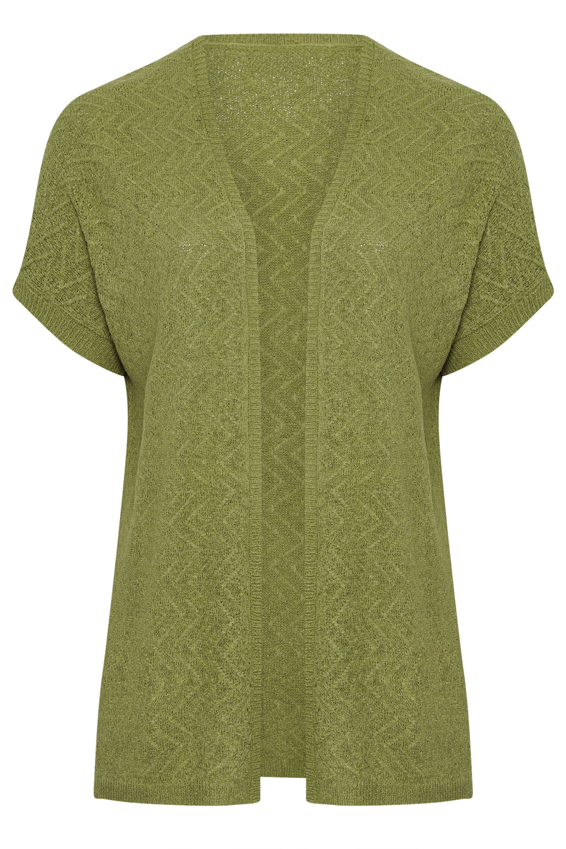 EVANS Plus Size Green Tape Yarn Short Sleeve Cardigan | Evans 5
