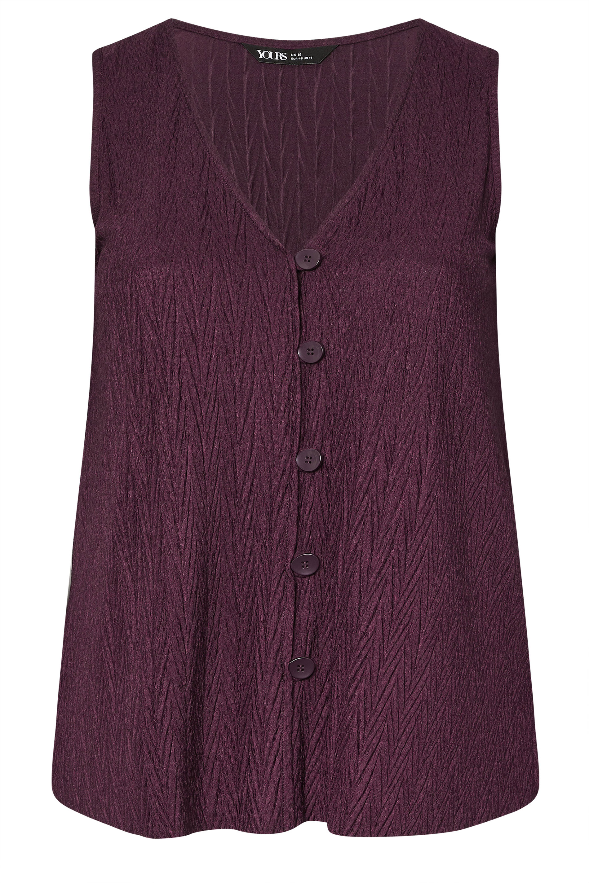 YOURS Plus Size Purple Crinkle Plisse Waistcoat | Yours Clothing 6