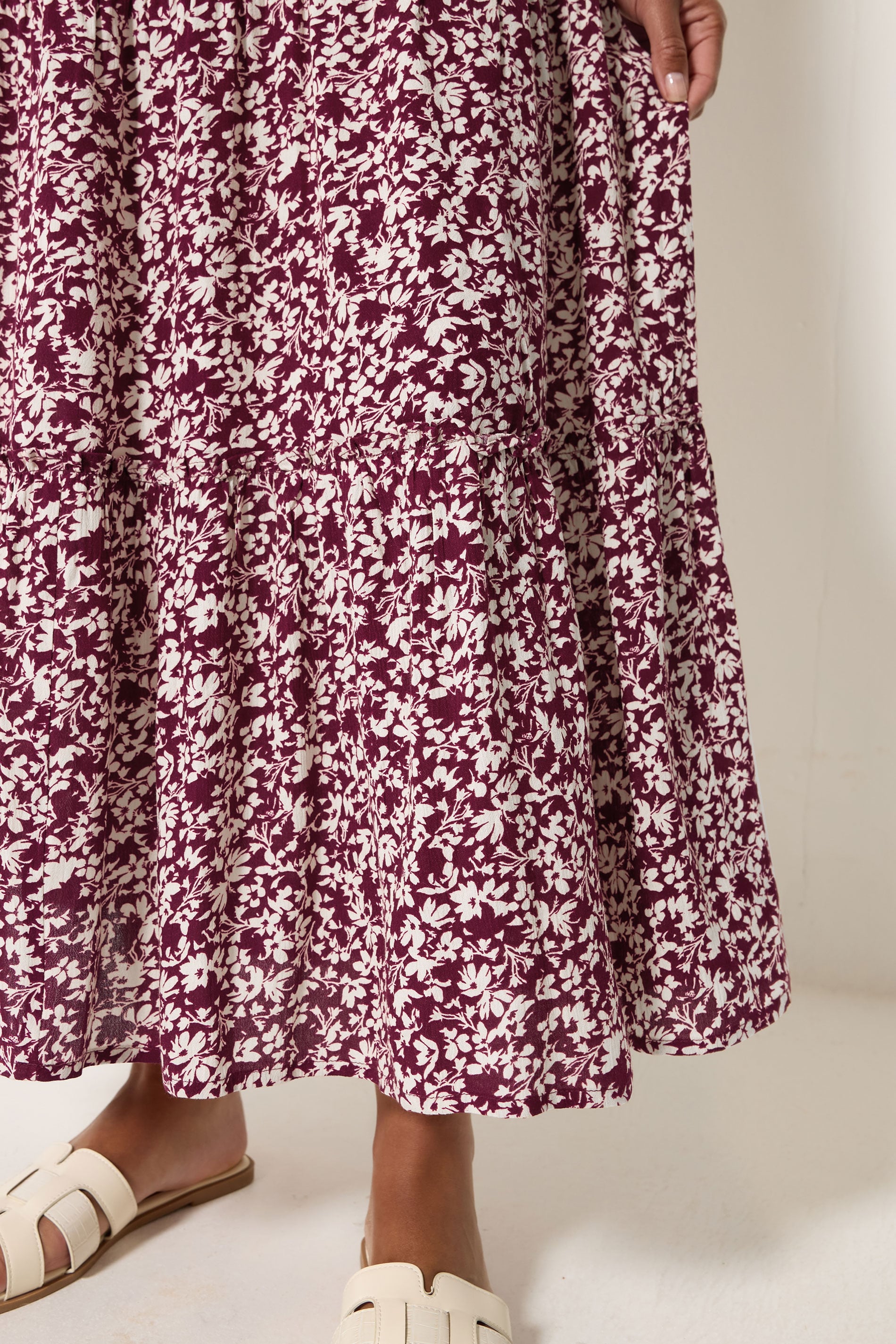 M&Co Purple Ditsy Floral Crinkle Maxi Skirt | M&Co 5