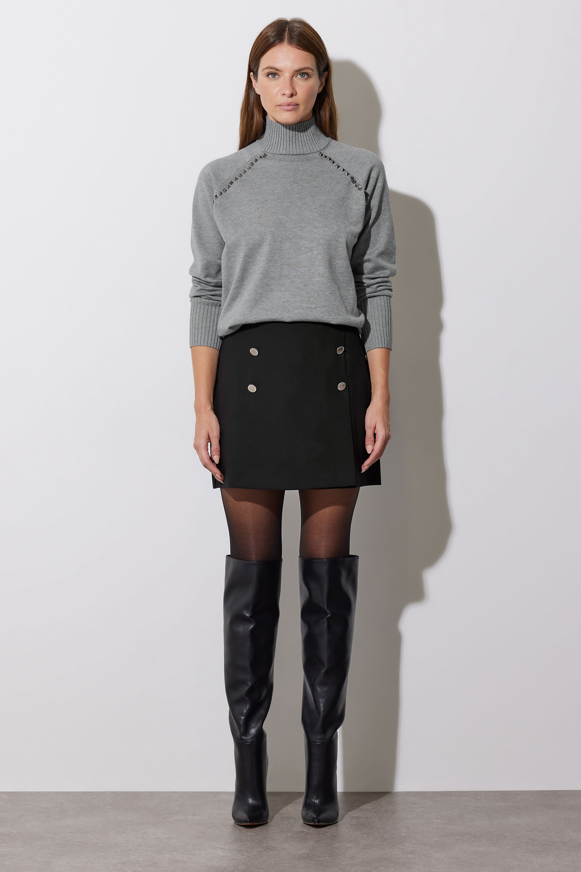 STAR Grey Stud Embellished Raglan Jumper | StarByJM 1