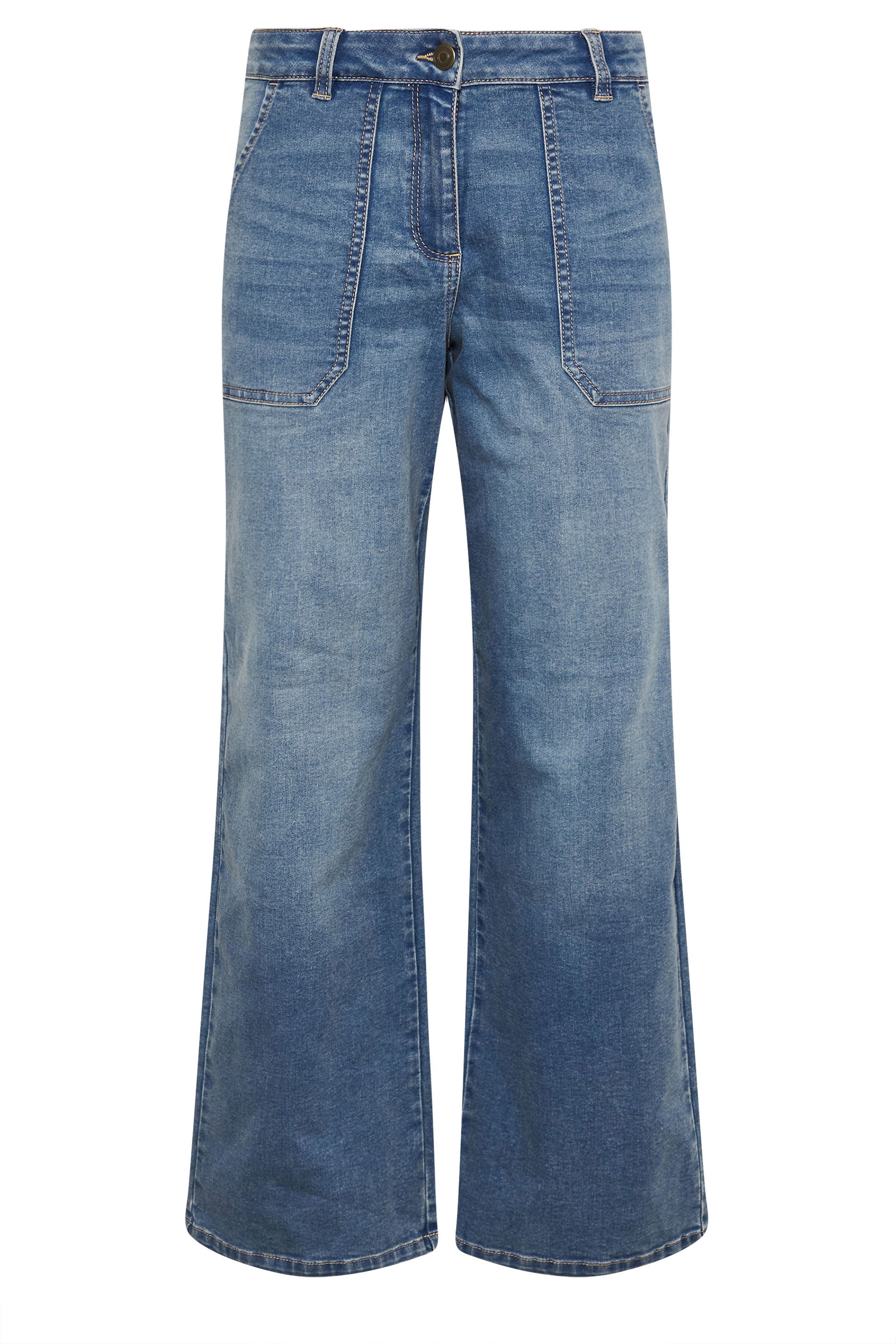 M&Co Blue Mid Wash Carpenter Wide Leg Jeans | M&Co 6