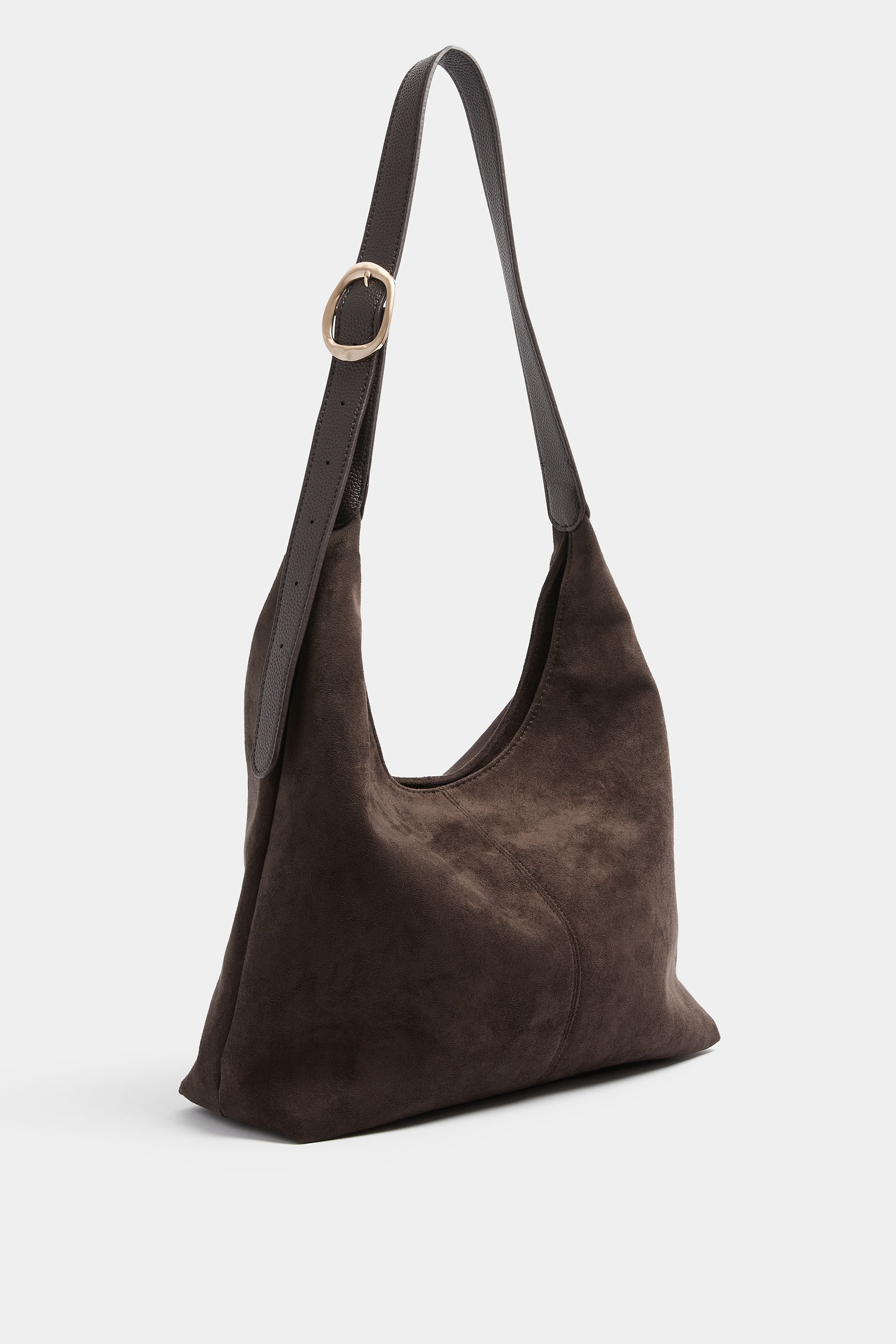 Chocolate Brown Brown Faux Suede Shoulder Bag | Yours Clothing 2