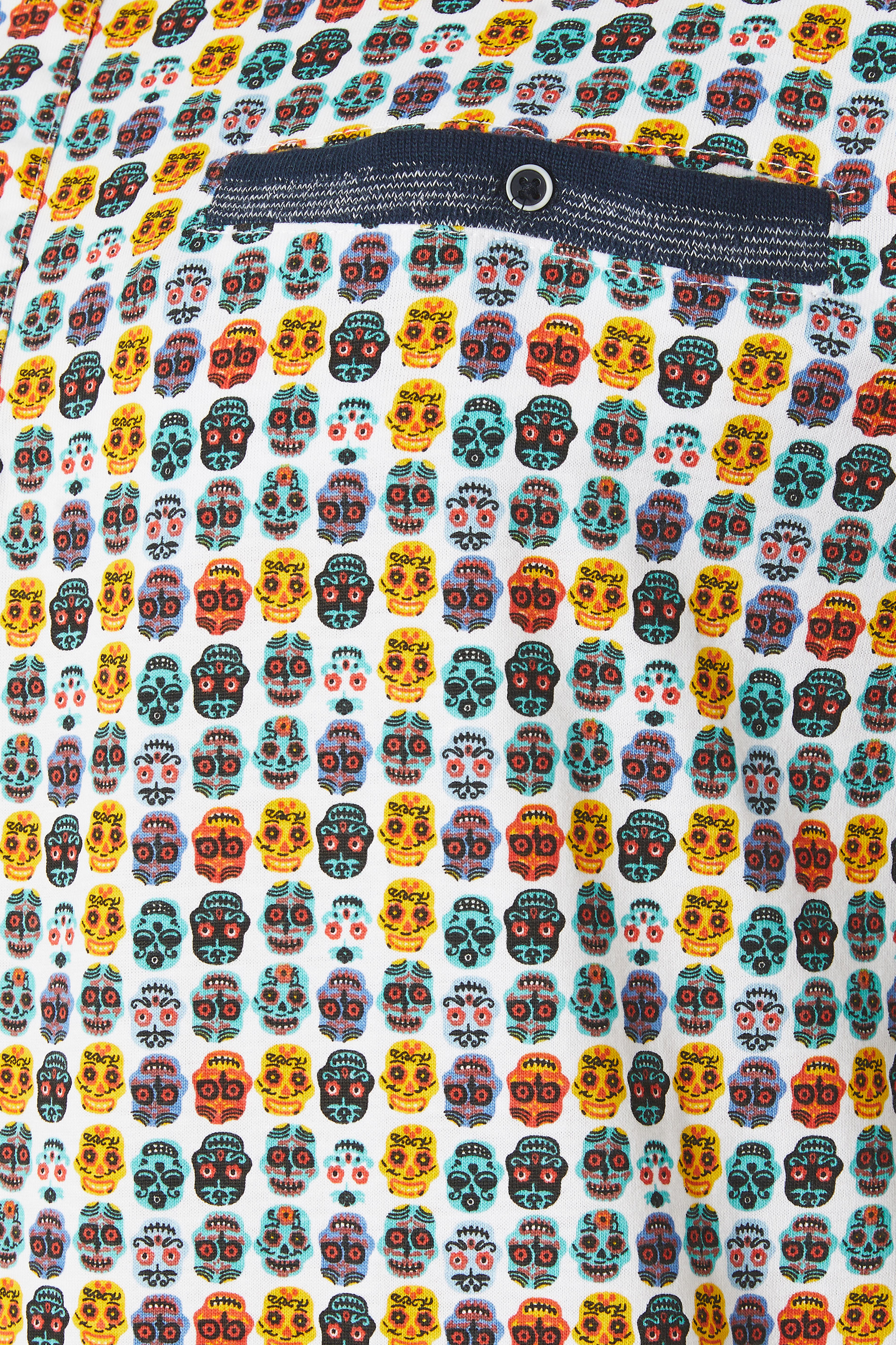 KAM Big & Tall White Skull Print Polo Shirt | BadRhino 1