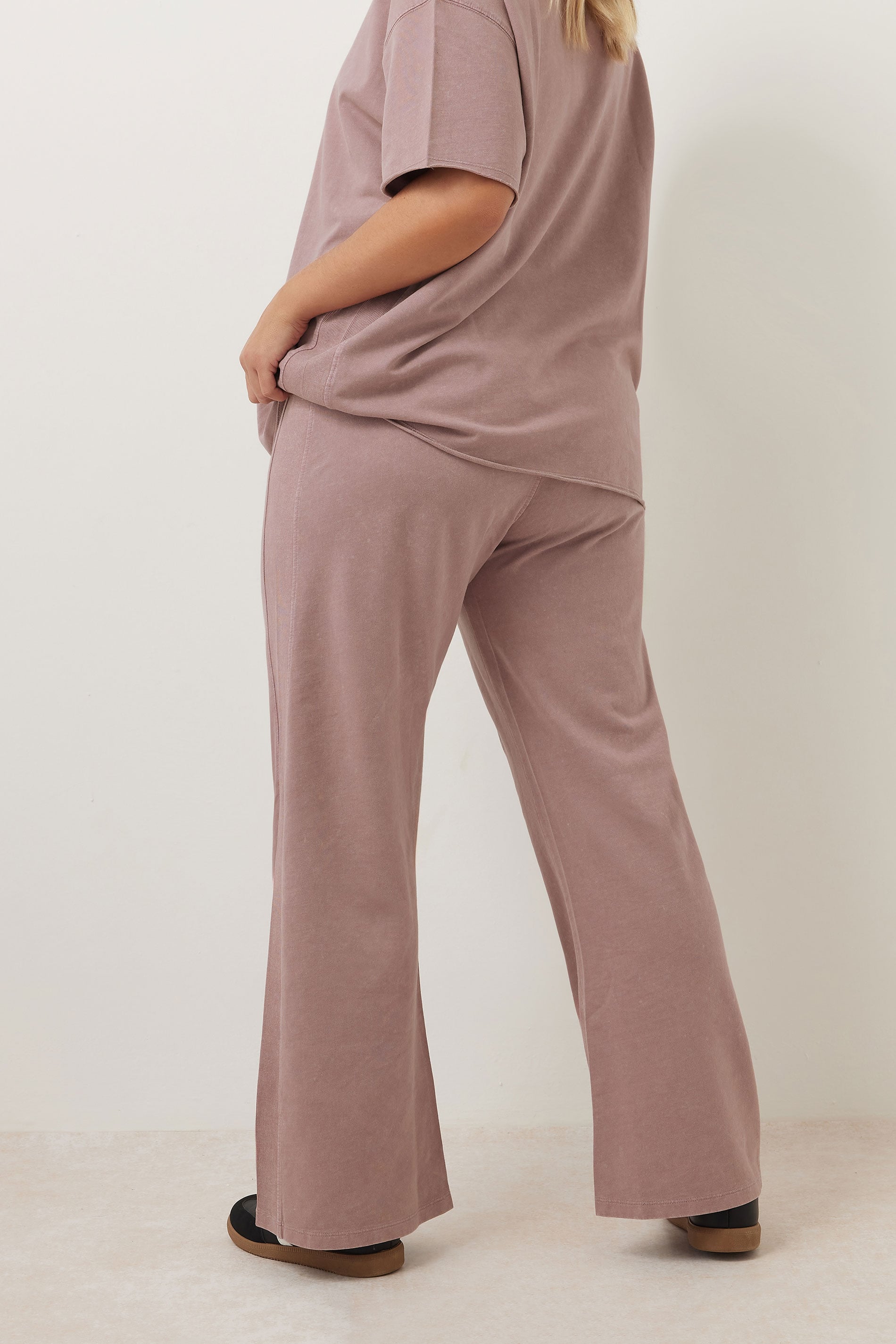 YOURS Plus Size Pink Acid Wash Wide Leg Joggers | Yours Clothing 4