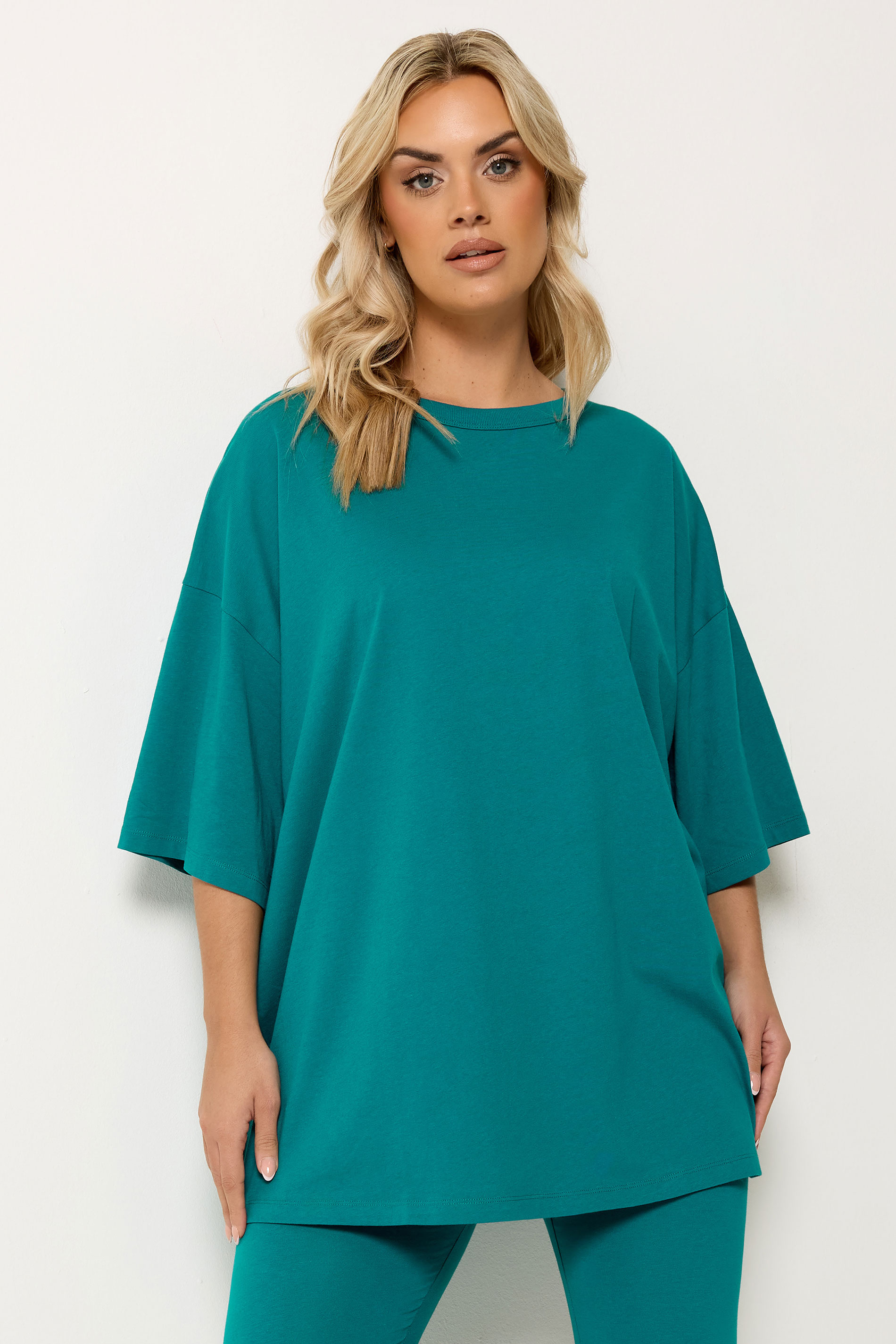 YOURS Plus Size Teal Blue Boxy T-Shirt | Yours Clothing 3