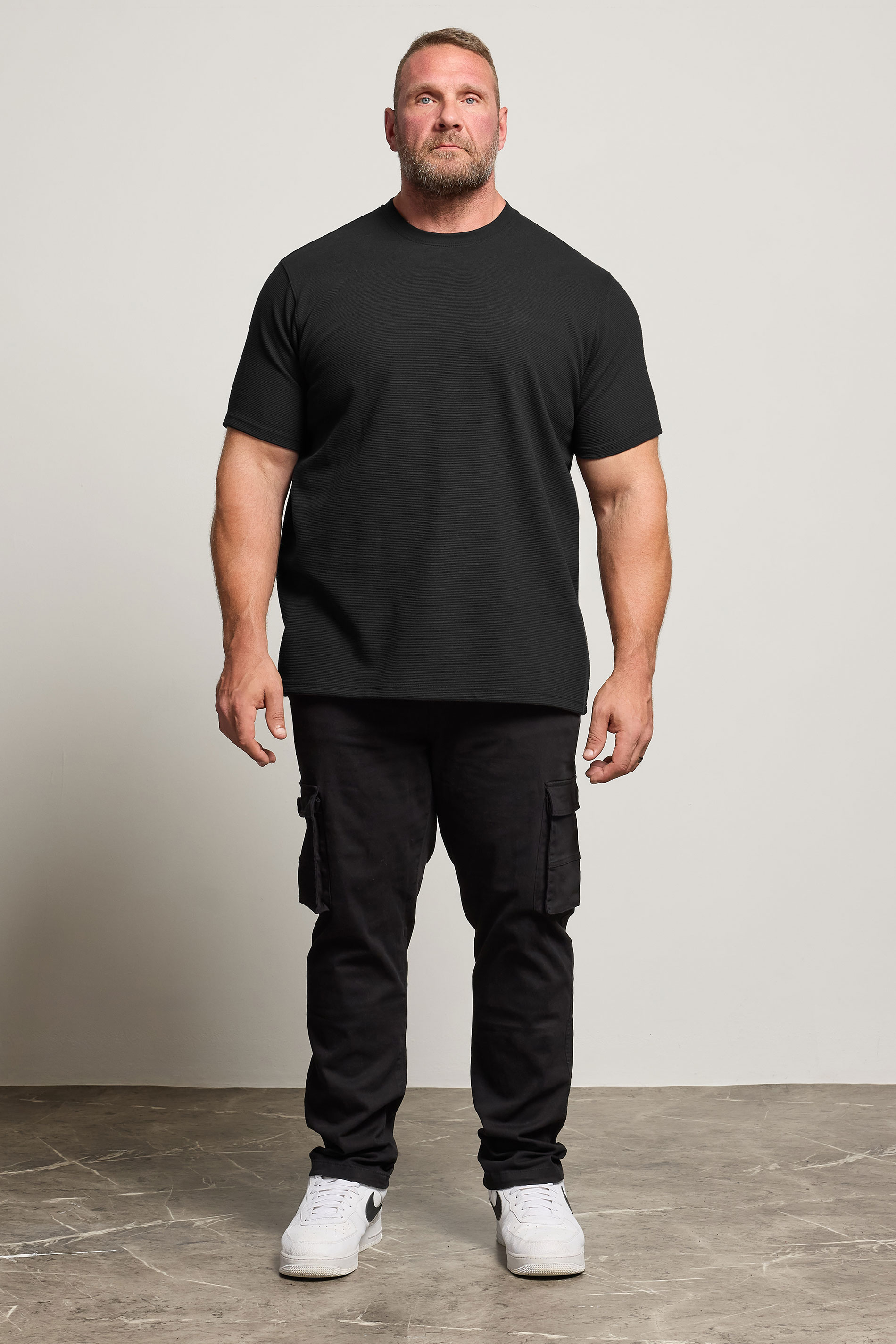 BadRhino Big & Tall Black Ottoman Ribbed T-Shirt | BadRhino 1