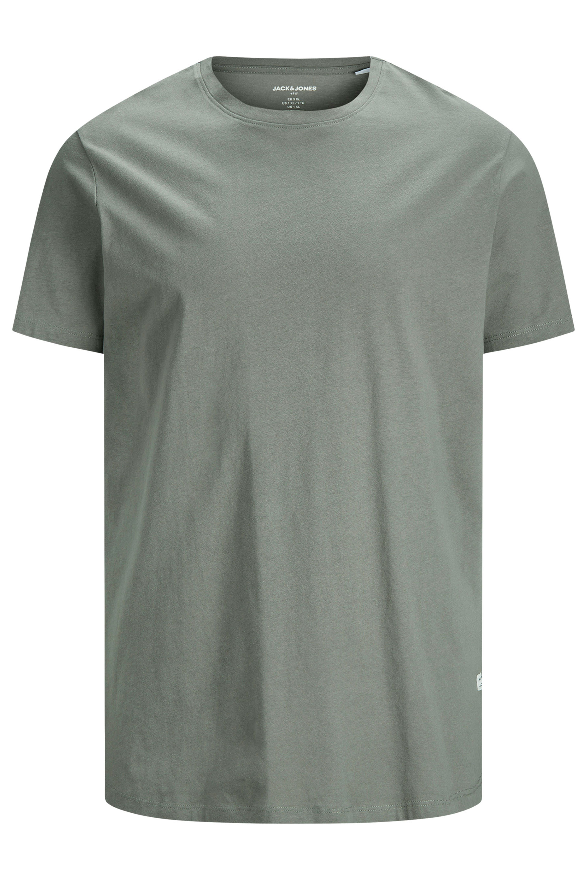 JACK & JONES Big & Tall Sage Grey Jenoa Crew T-Shirt | BadRhino 2