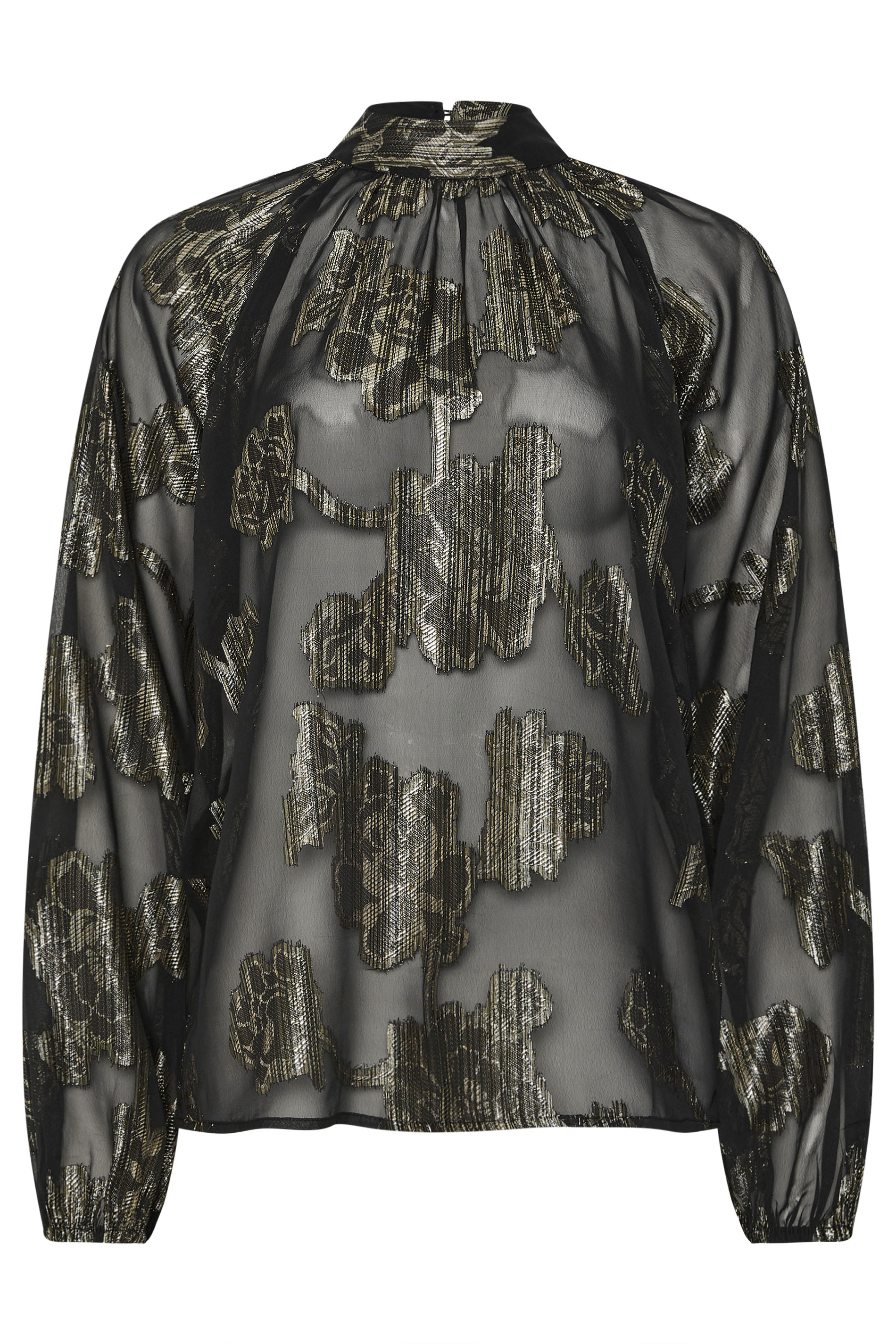 LTS Tall Black Floral Jacquard High Neck Blouse | Long Tall Sally 5