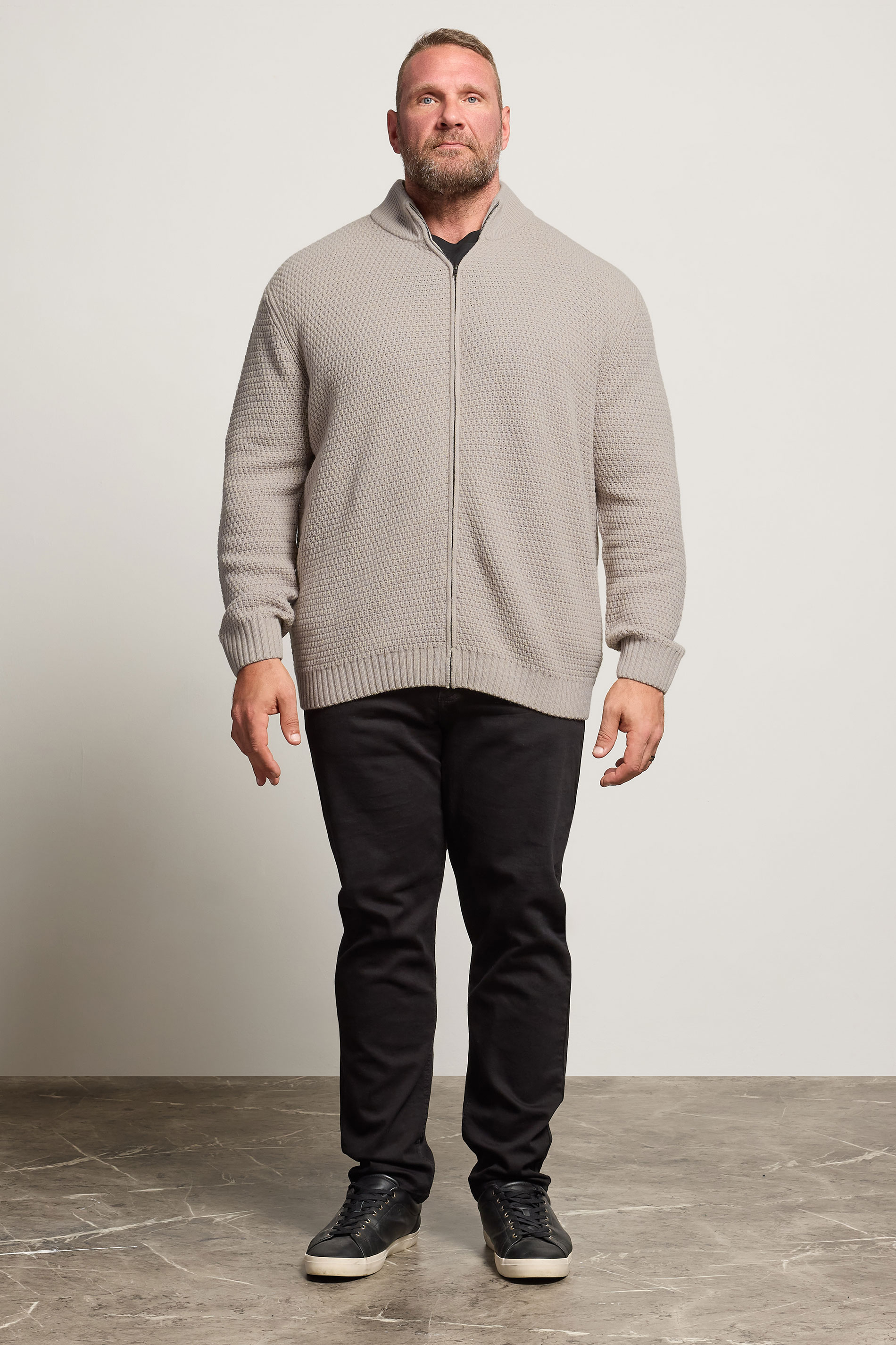 BadRhino Big & Tall Natural Brown Wool Zip Through Jumper | BadRhino 1