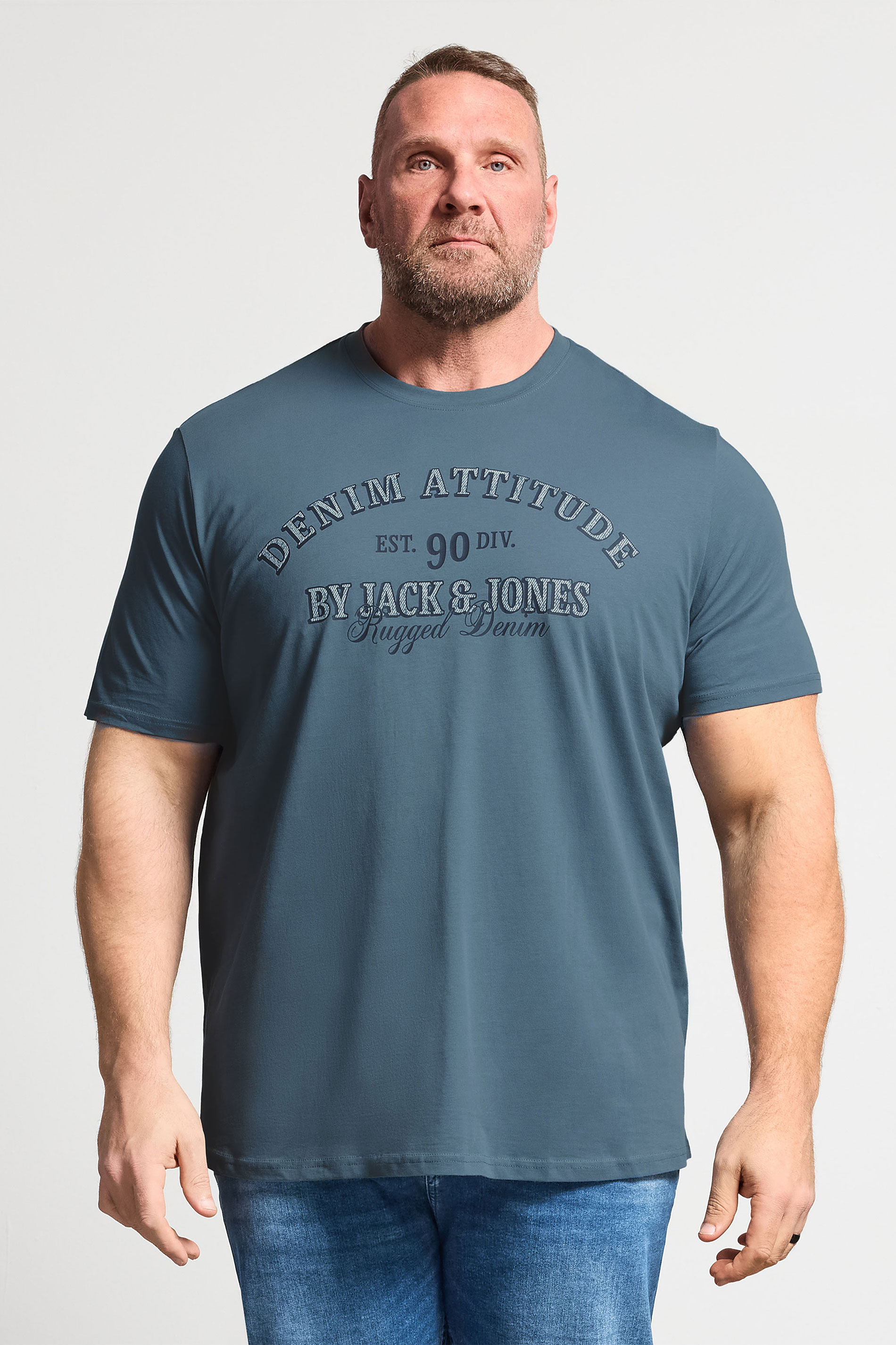 JACK & JONES Big & Tall Blue Mirage Graphic T-Shirt | BadRhino 3