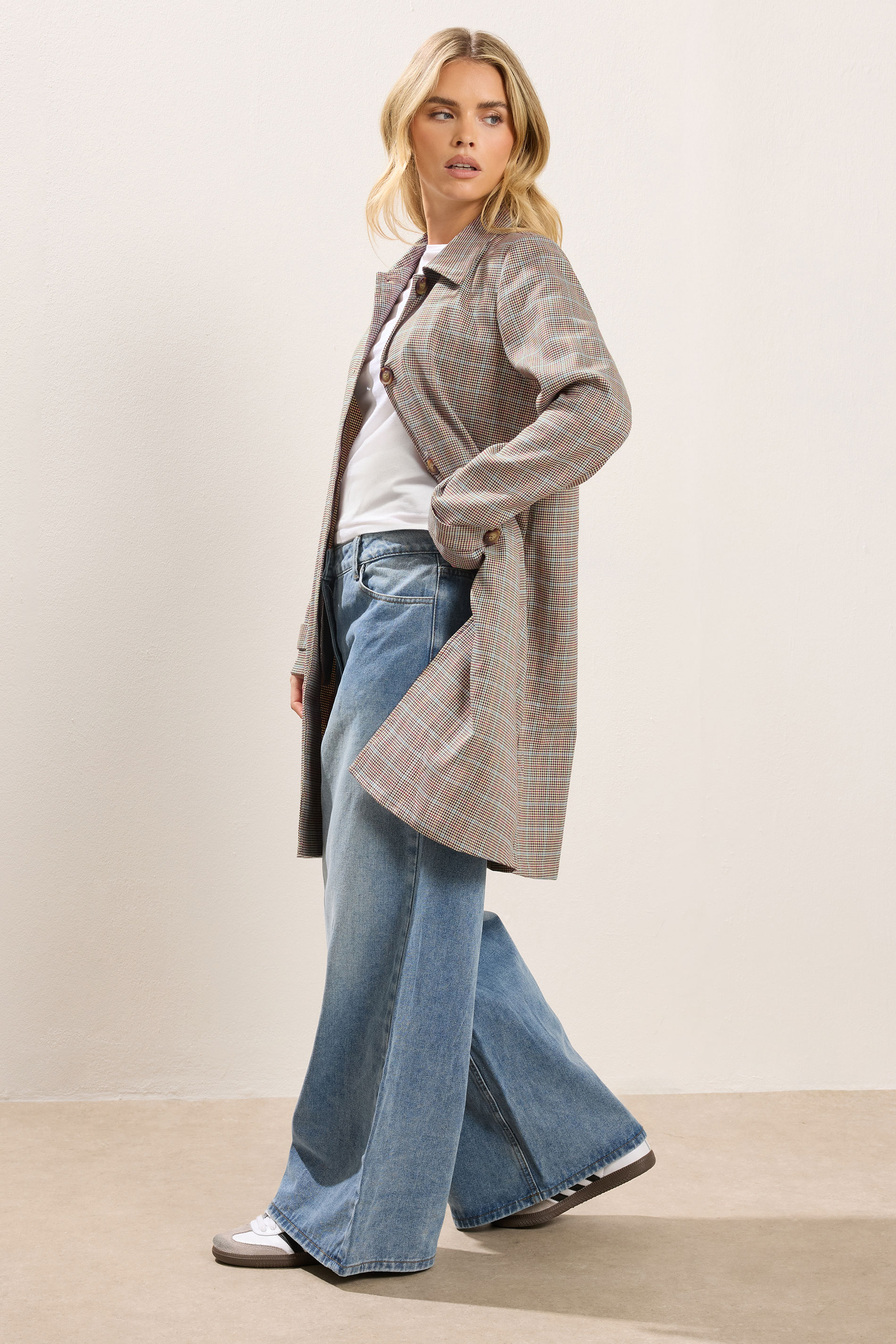 PixieGirl Petite Women's Grey Check Car Coat | PixieGirl 2