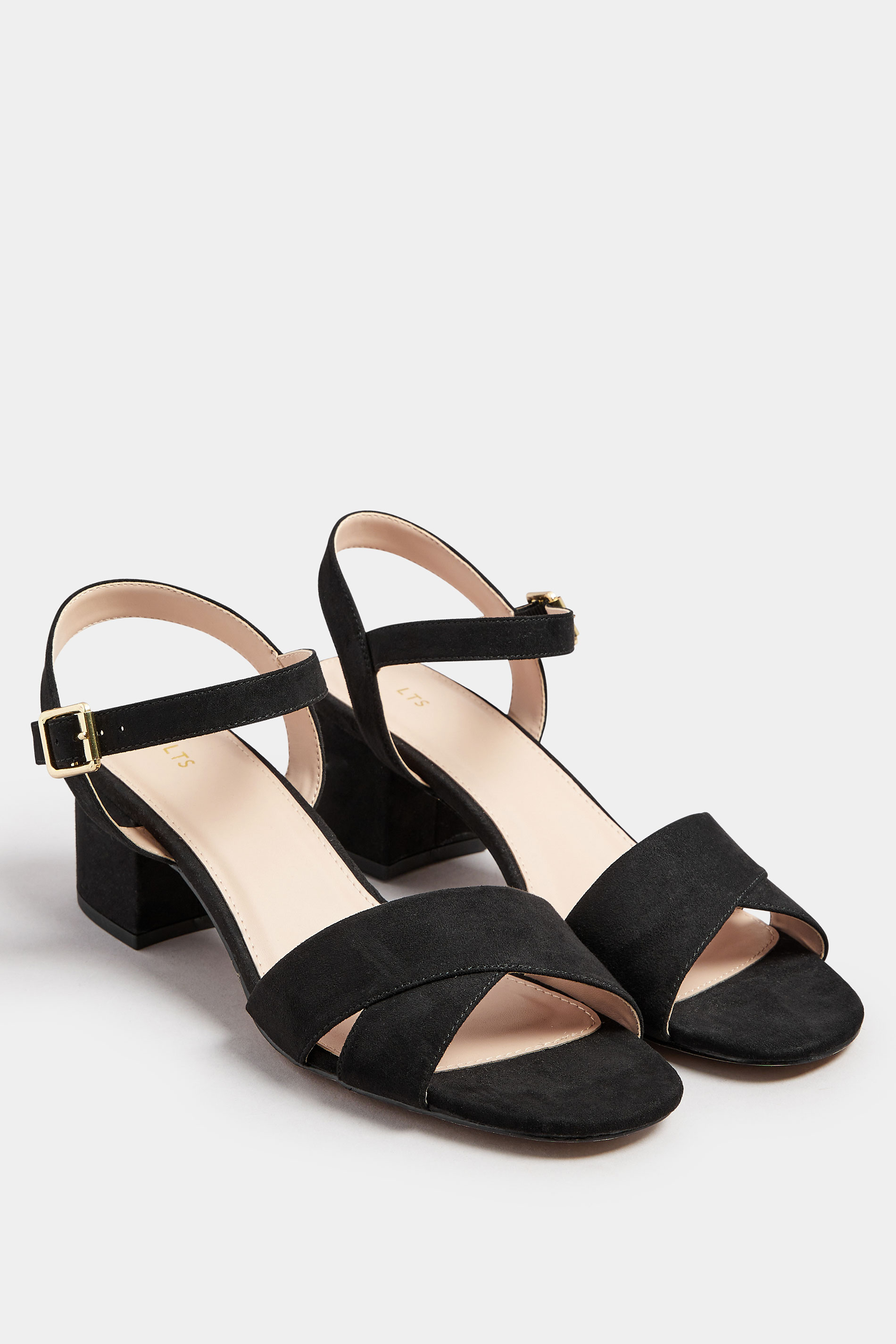 LTS Black Cross Over Block Heel In Standard Fit | Long Tall Sally 3