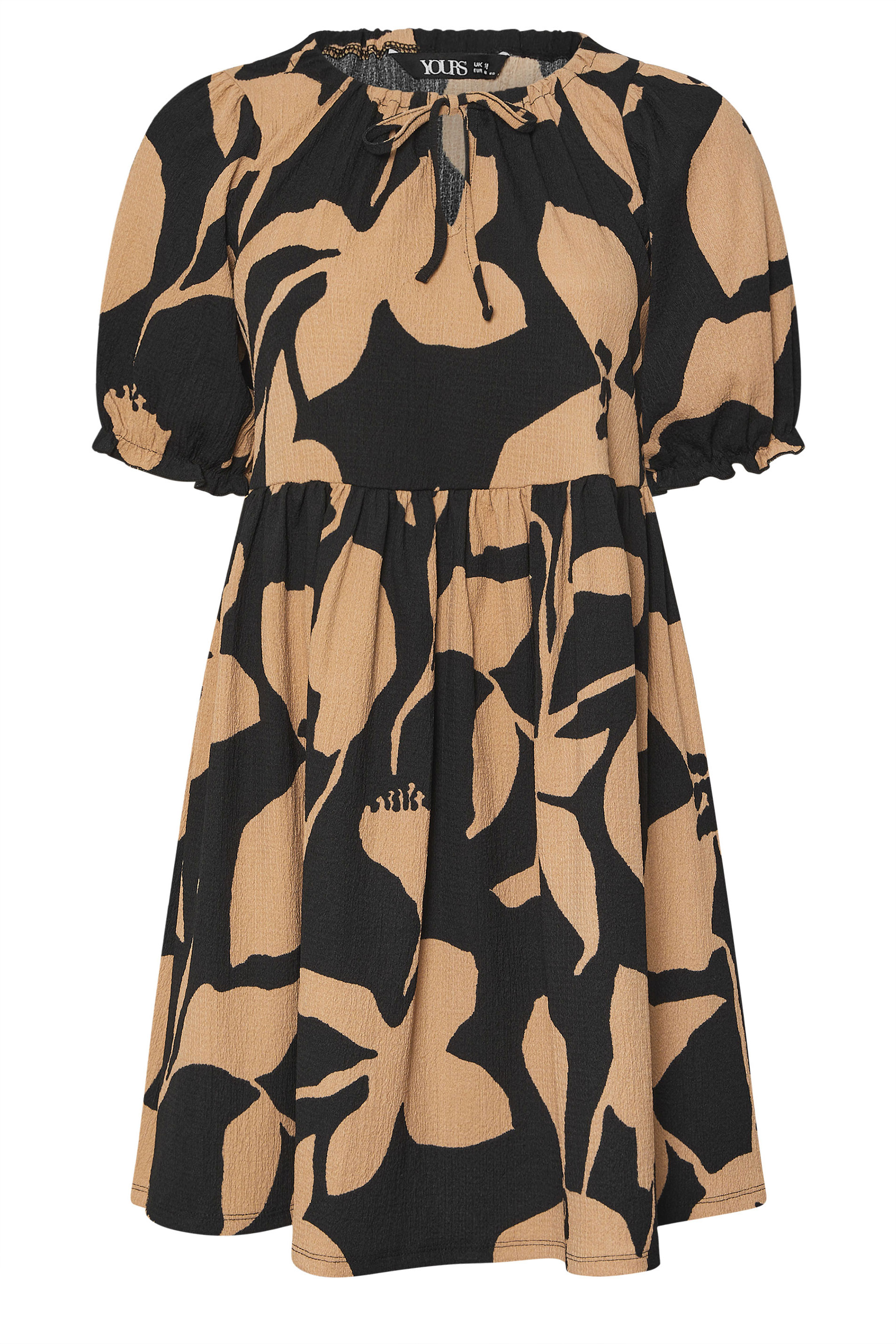 YOURS Plus Size Black Floral Tie Neck Mini Dress | Yours Clothing 5