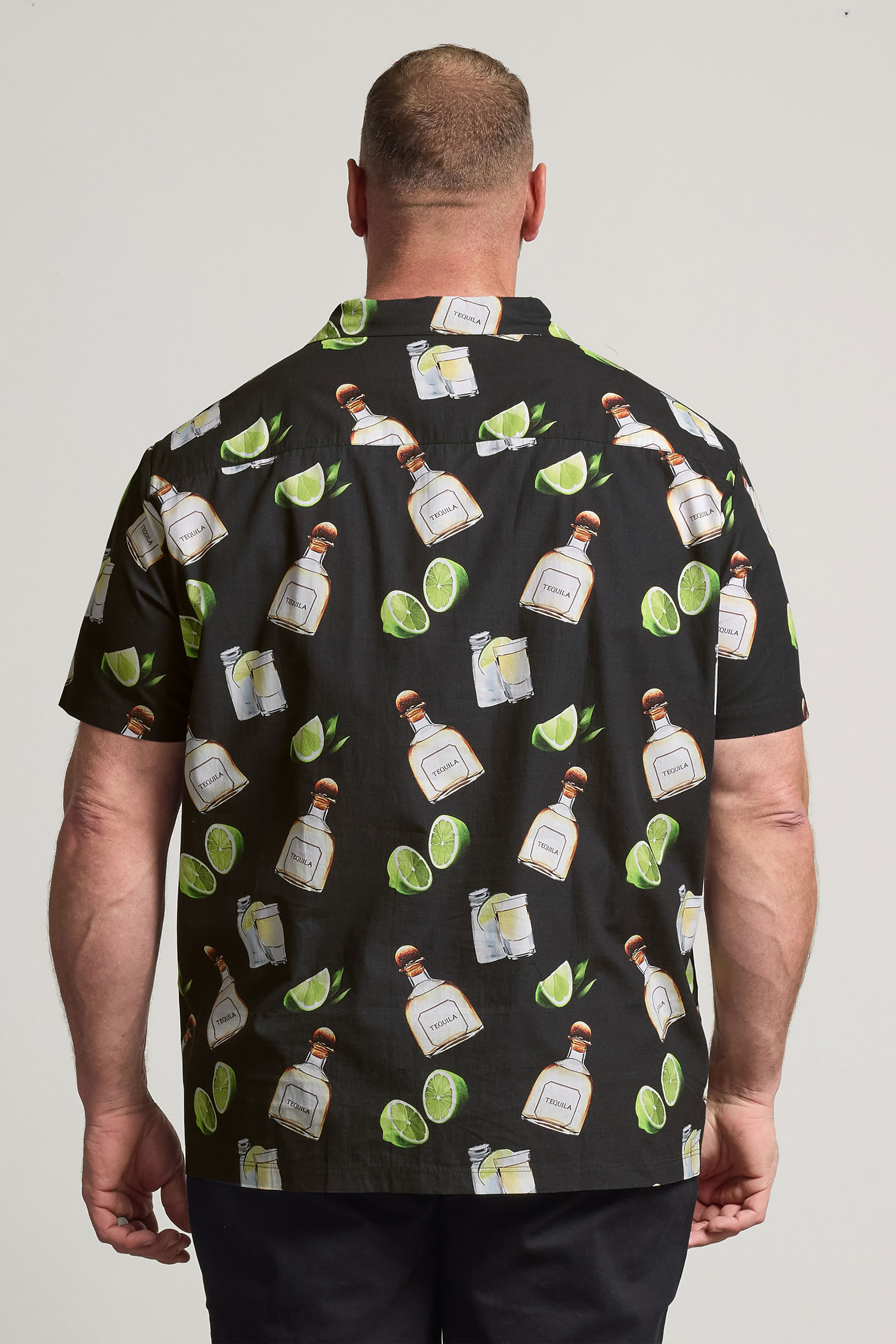 BadRhino Big & Tall Black Tequila Print Revere Shirt | BadRhino 2