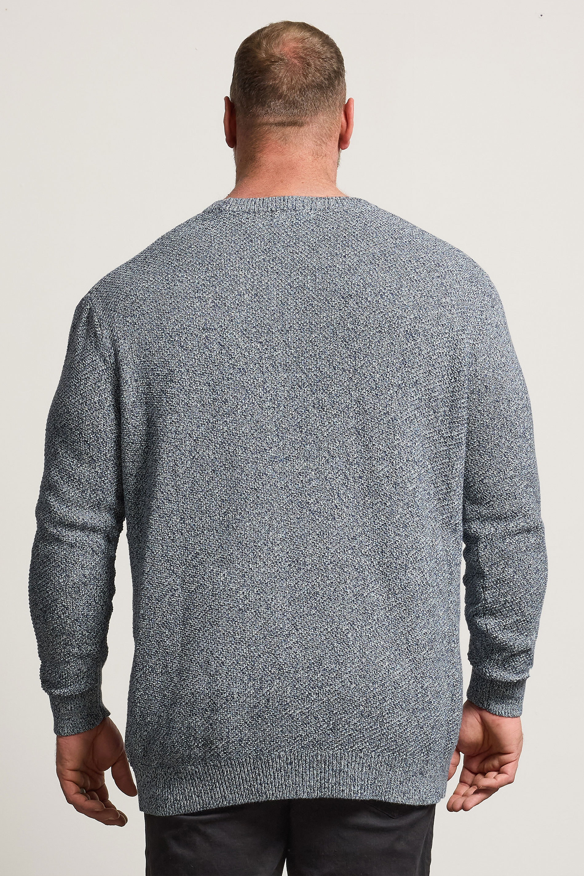 BadRhino Big & Tall Blue Crew Neck Knitted Jumper | BadRhino 2