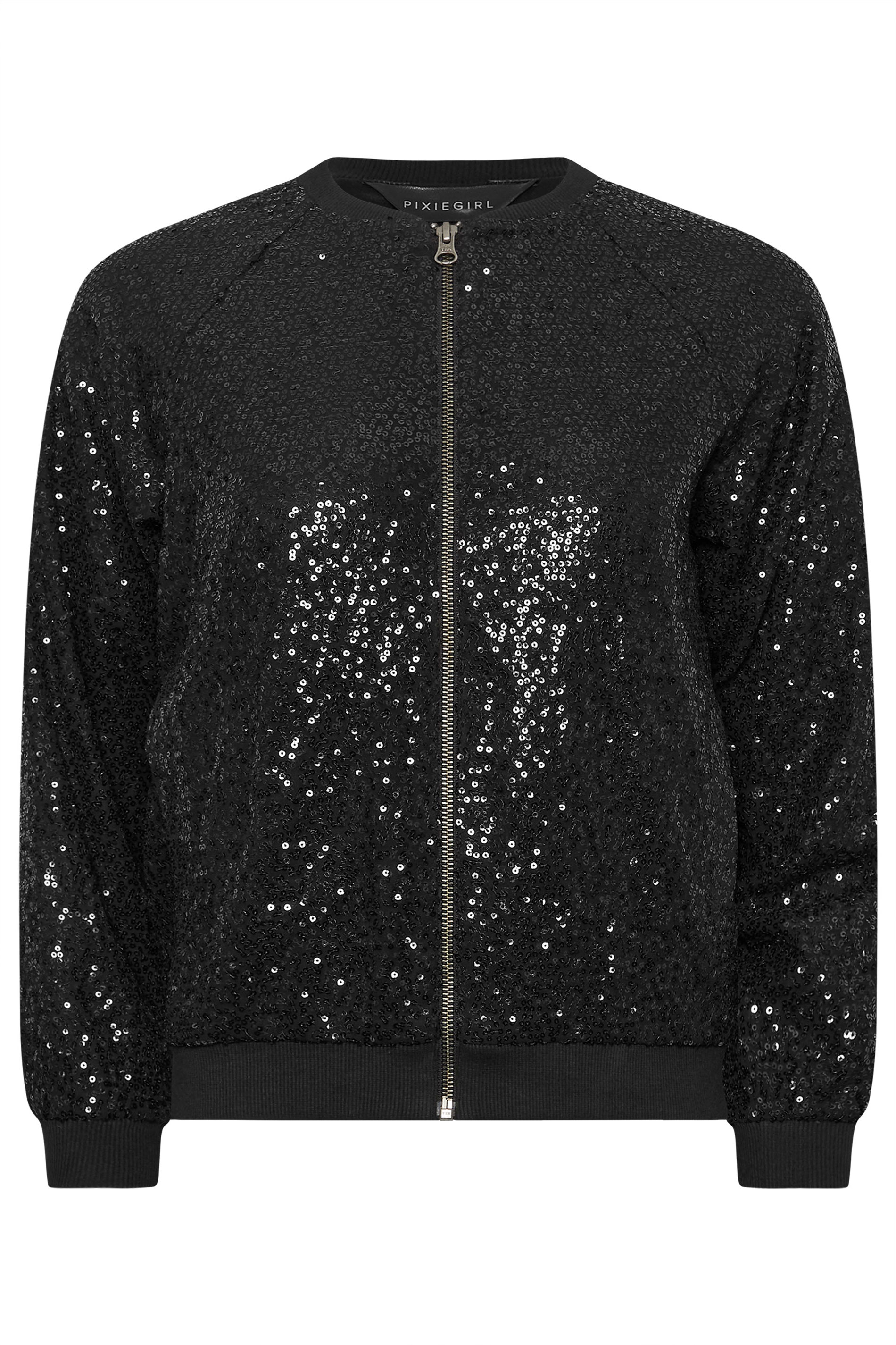 PixieGirl Petite Women's Black Sequin Bomber Jacket | PixieGirl 6
