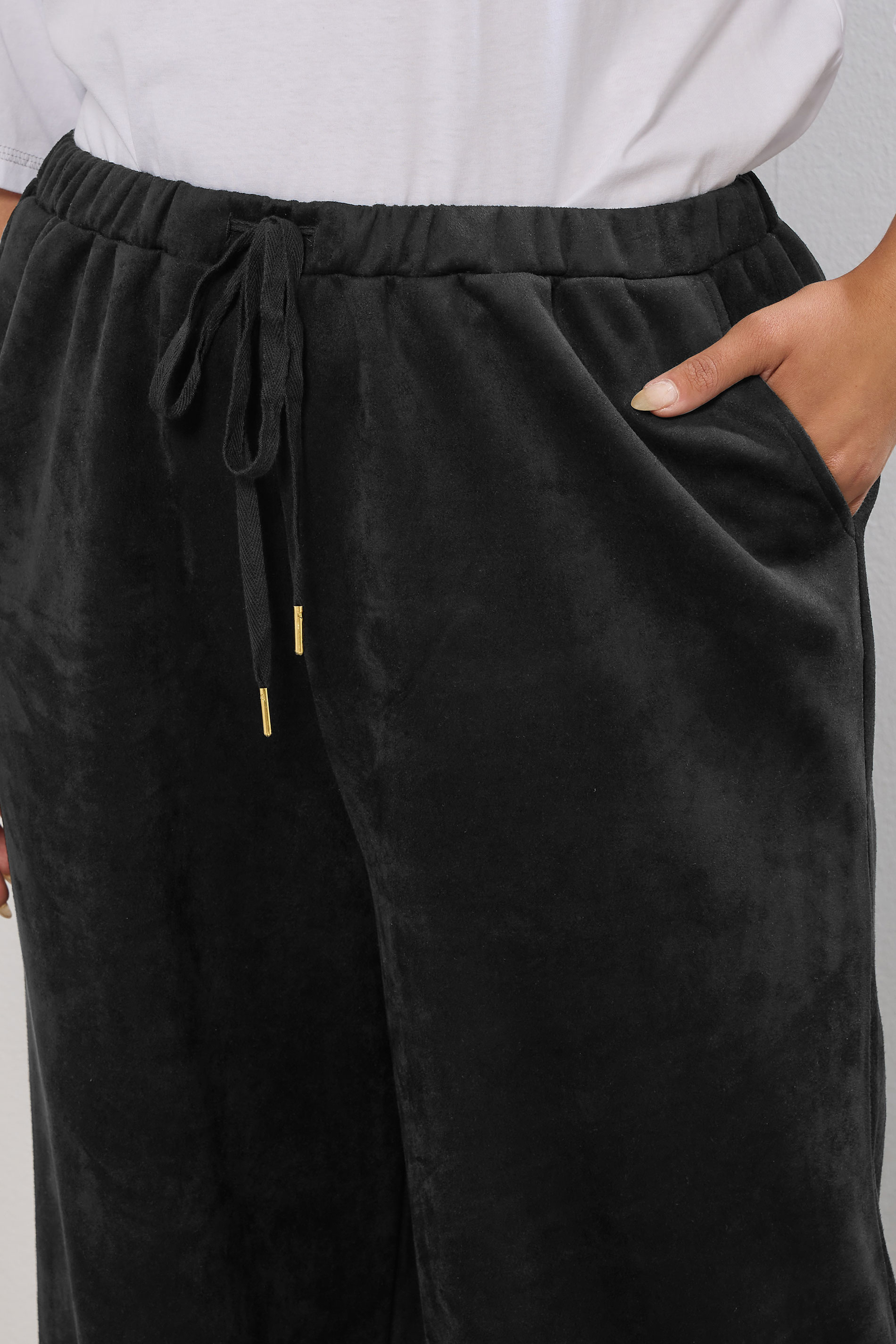 YOURS Plus Size Black Faux Suede Wide Leg Trousers | Yours Clothing 4