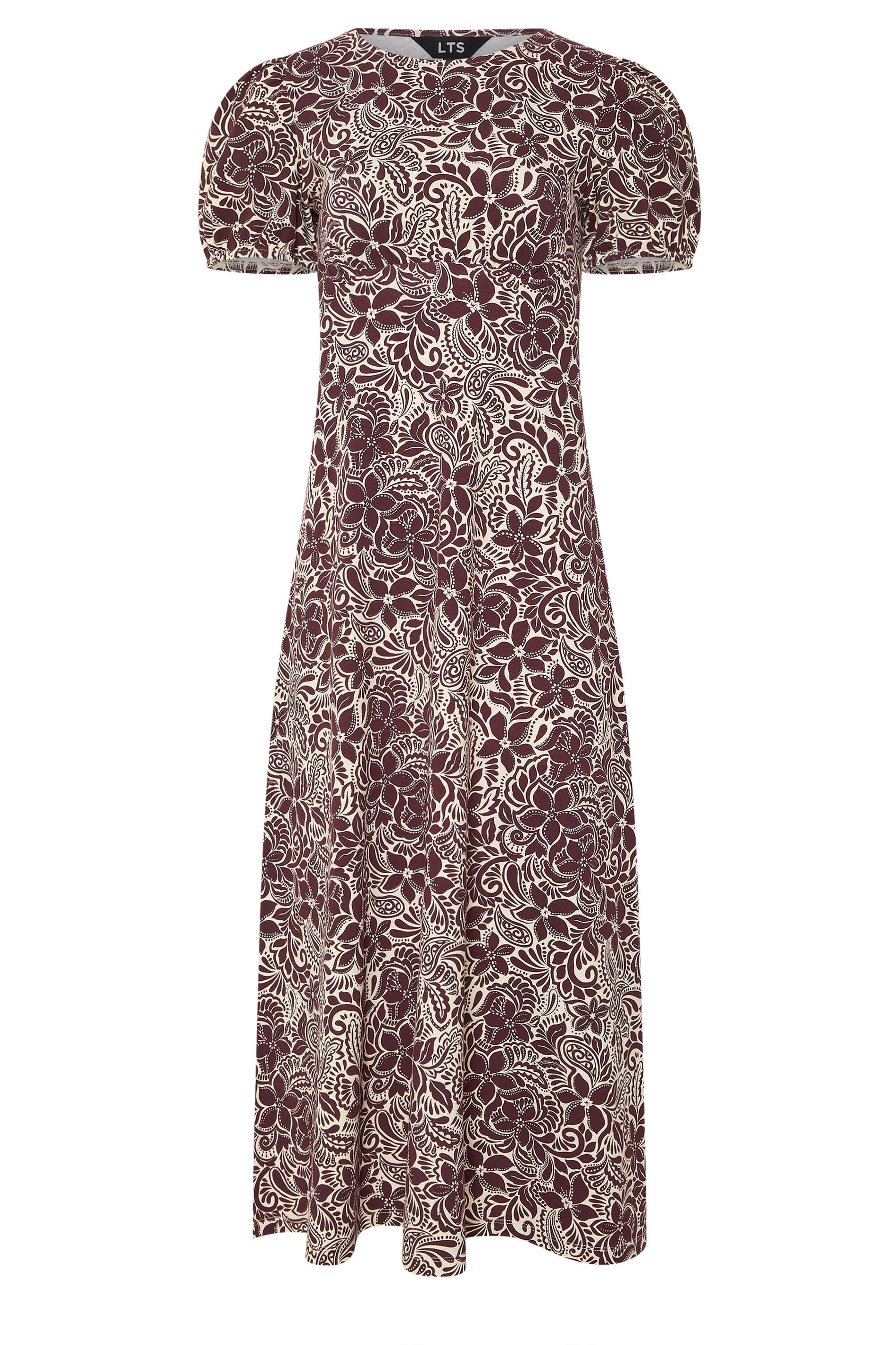 LTS Tall Purple Floral Puff Sleeve Midi Dress | Long Tall Sally 5