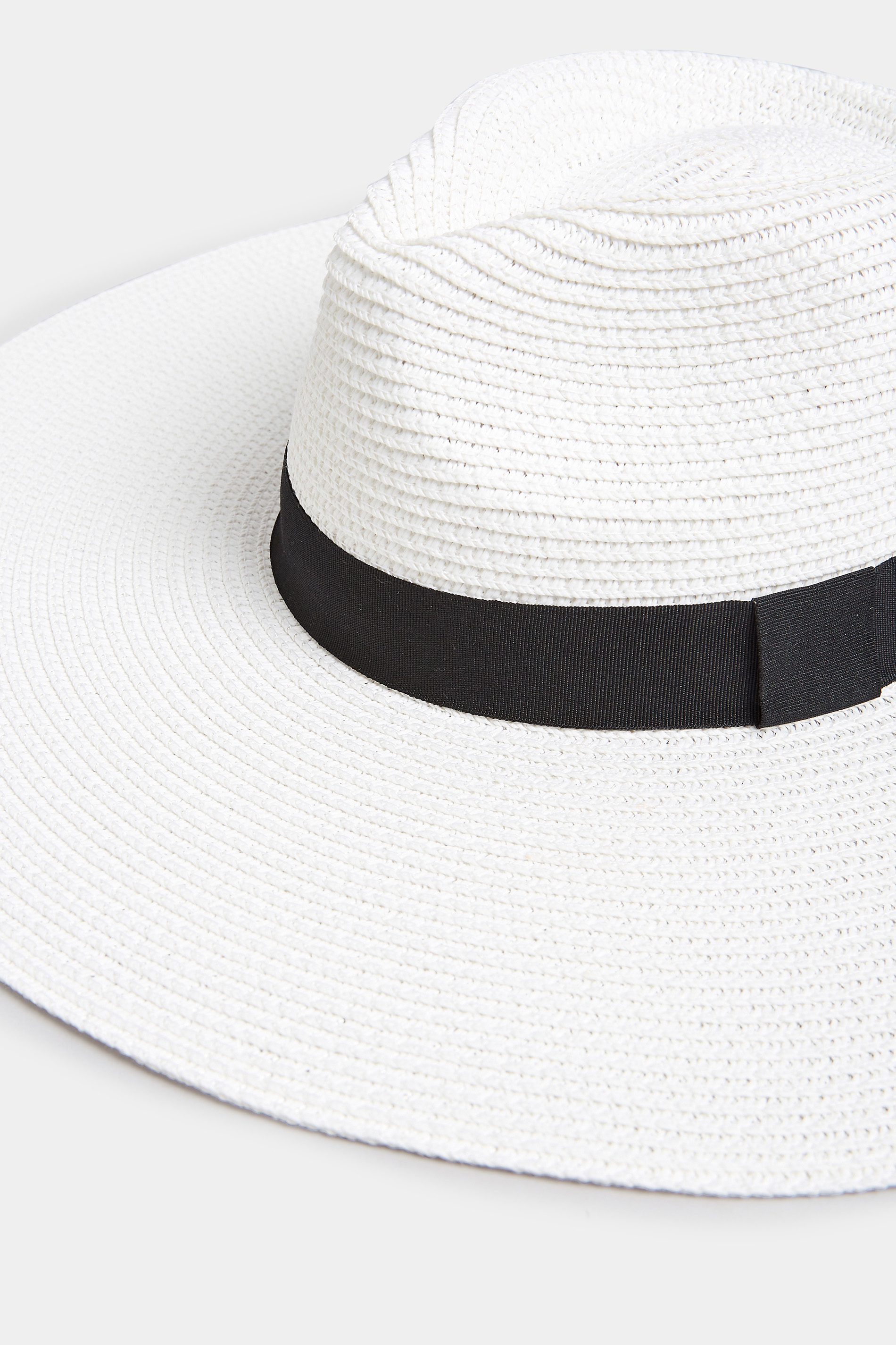 White Wide Brim Straw Fedora Hat | Yours Clothing  3