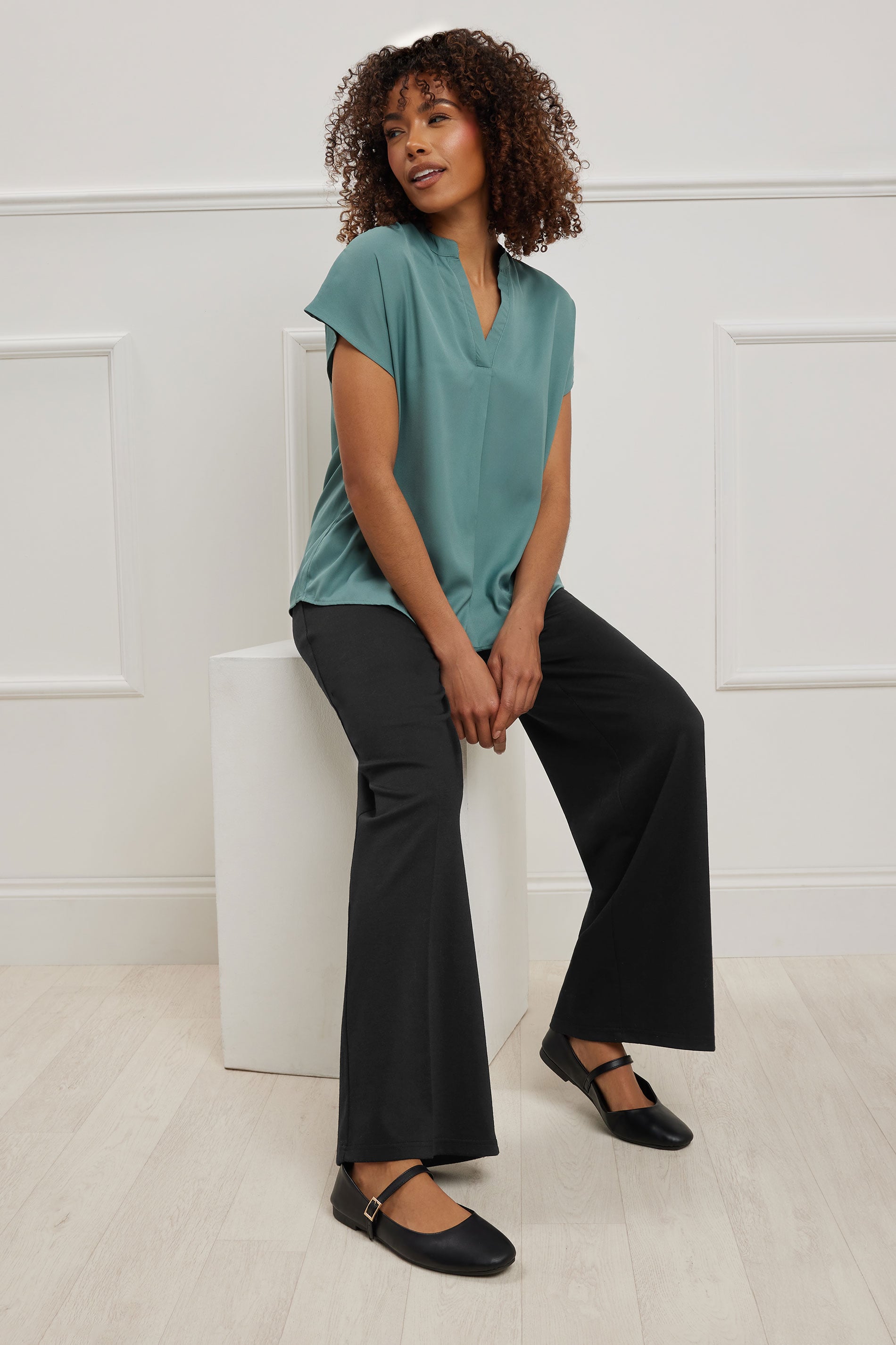 M&Co Black Ponte Wide Leg Trousers | M&Co 1