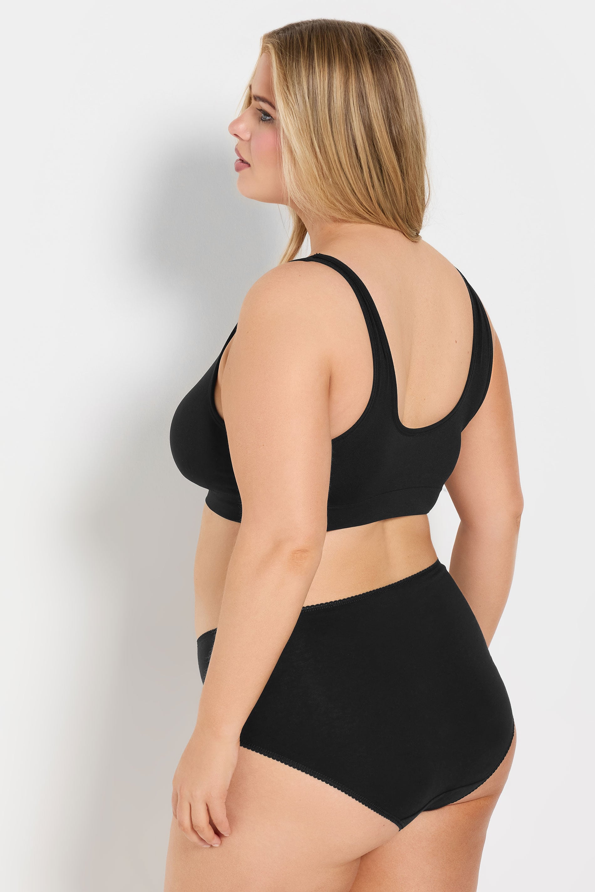 YOURSET 2 PACK Plus Size Black & White Lace Trim Seamless Bralette | Yours Clothing 6