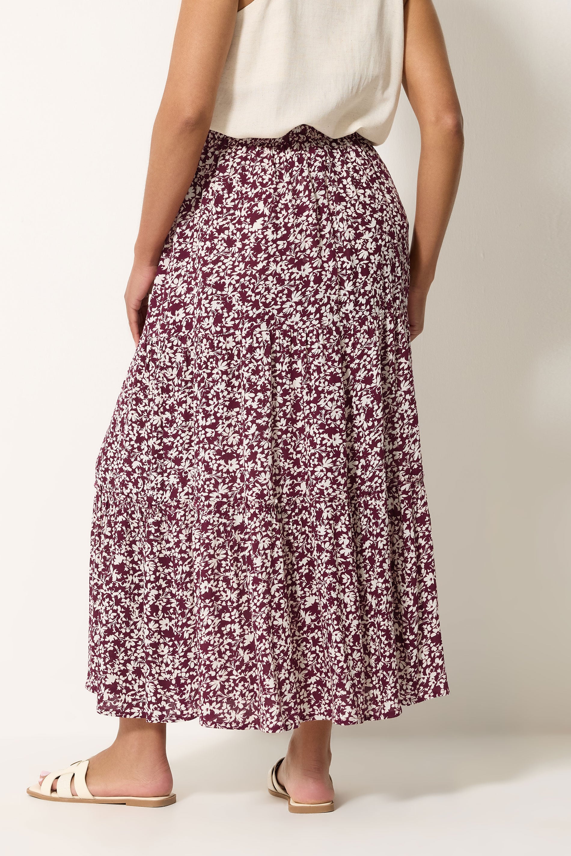 M&Co Purple Ditsy Floral Crinkle Maxi Skirt | M&Co 4