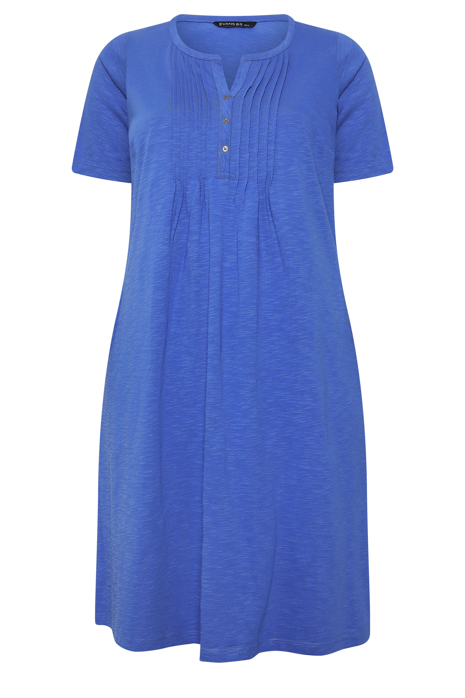 EVANS Plus Size Blue Henley Cotton Dress | Evans 5