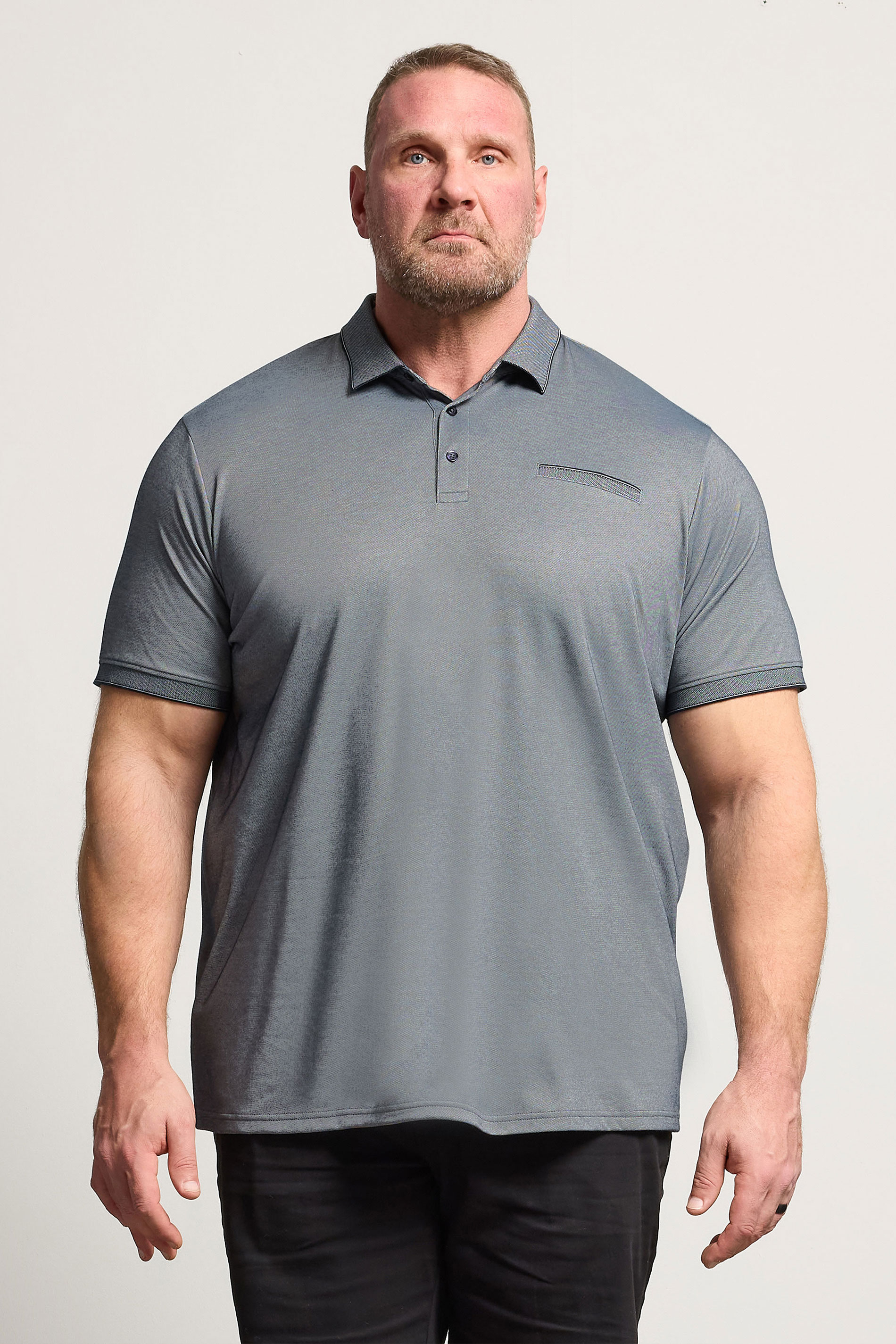 BadRhino Big & Tall Navy Blue Textured Polo Shirt | BadRhino 3