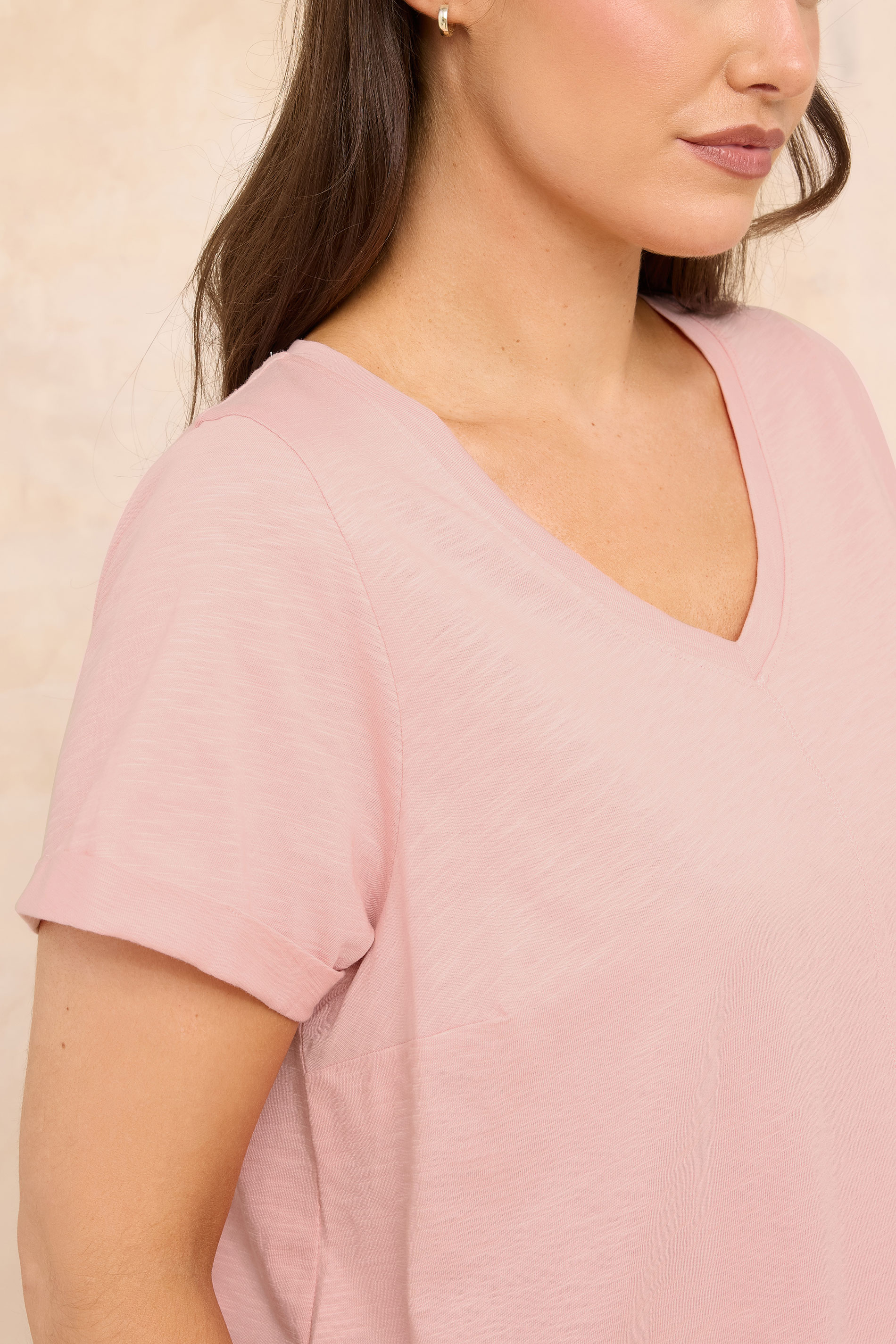 EVANS Plus Size Blush Pink Premium Cotton T-Shirt | Evans 4