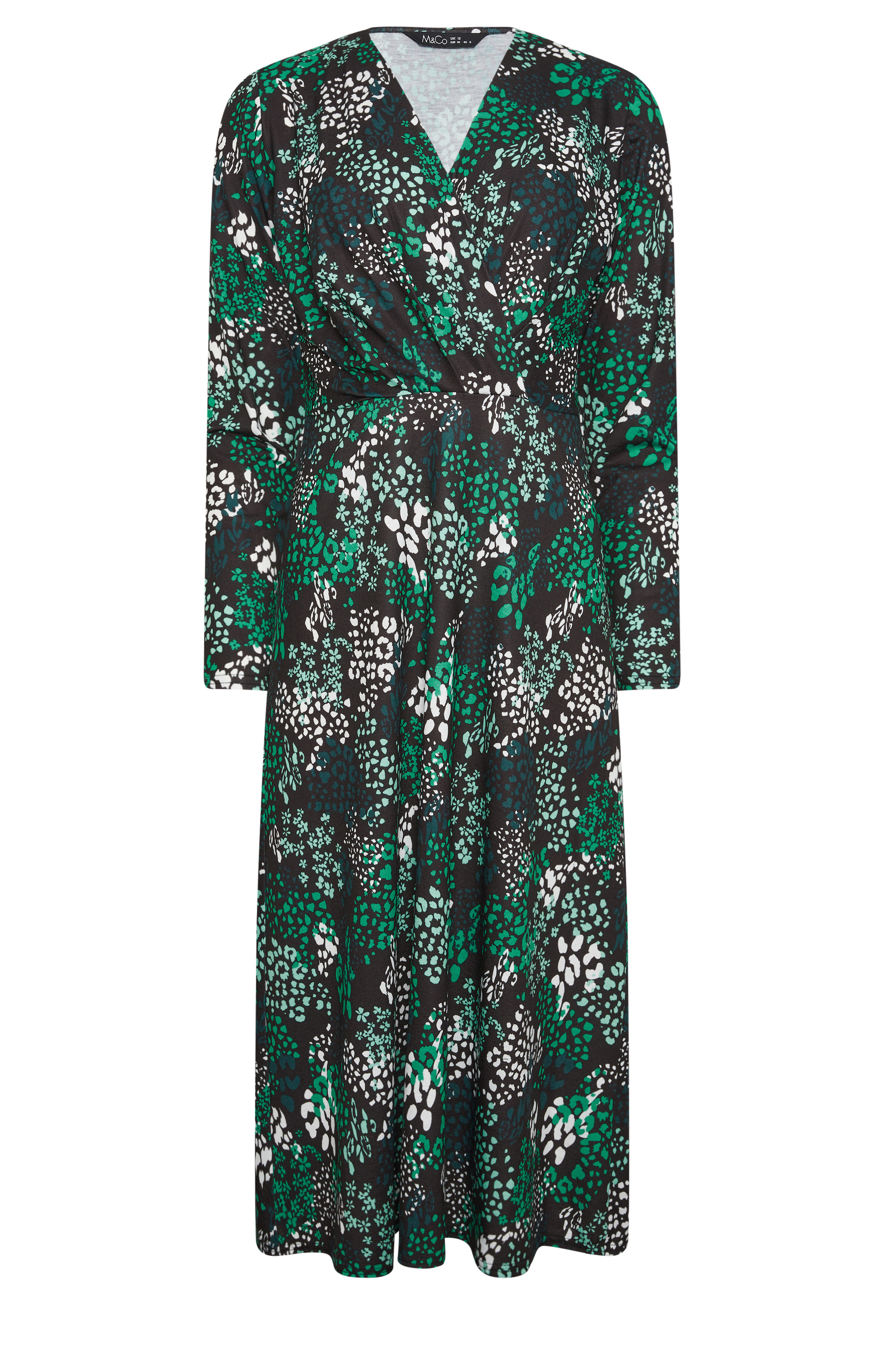 M&Co Black & Green Animal Print Wrap Dress | M&Co 5