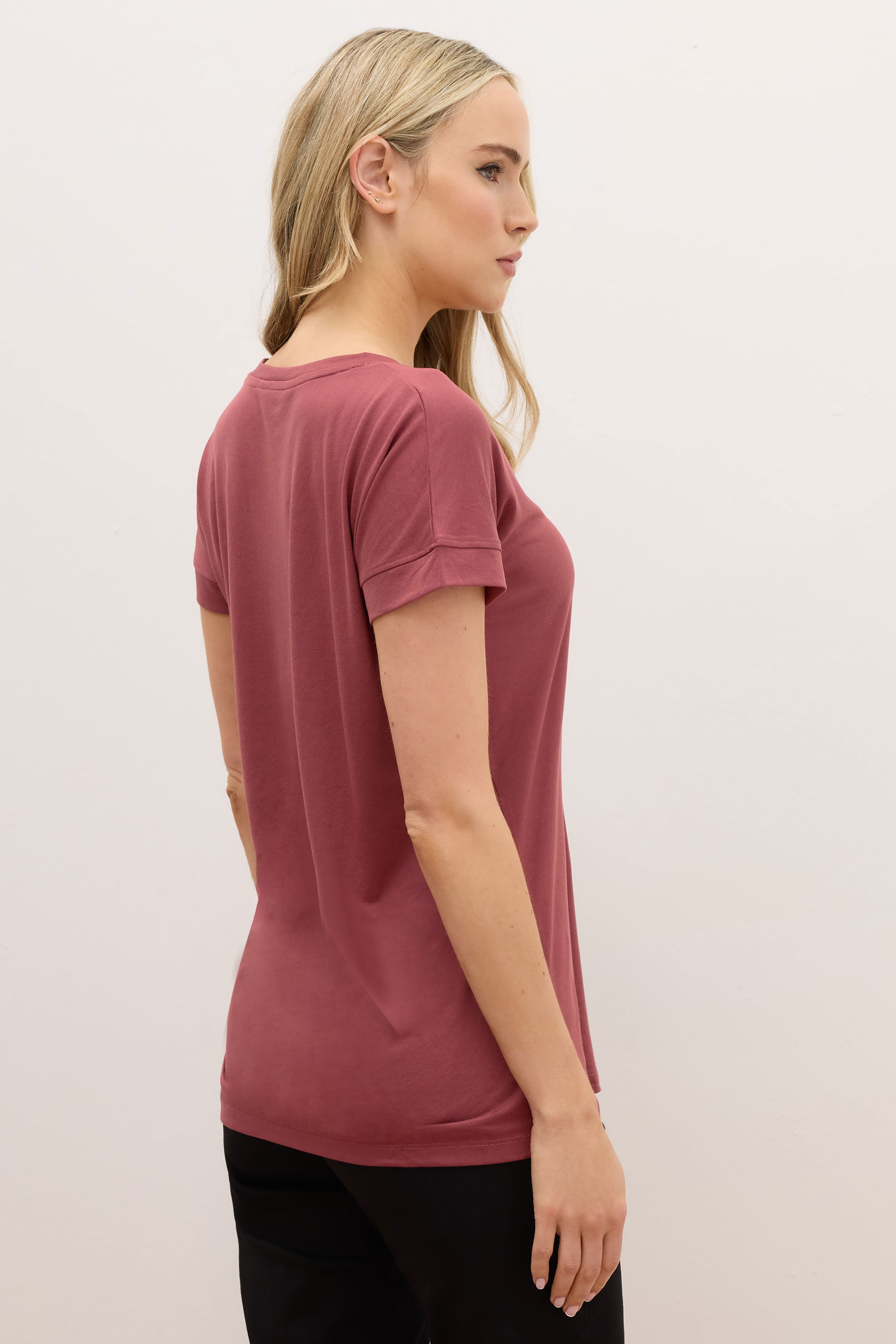 LTS PREMIUM Tall Coral Pink V-Neck Modal T-Shirts | Long Tall Sally 2