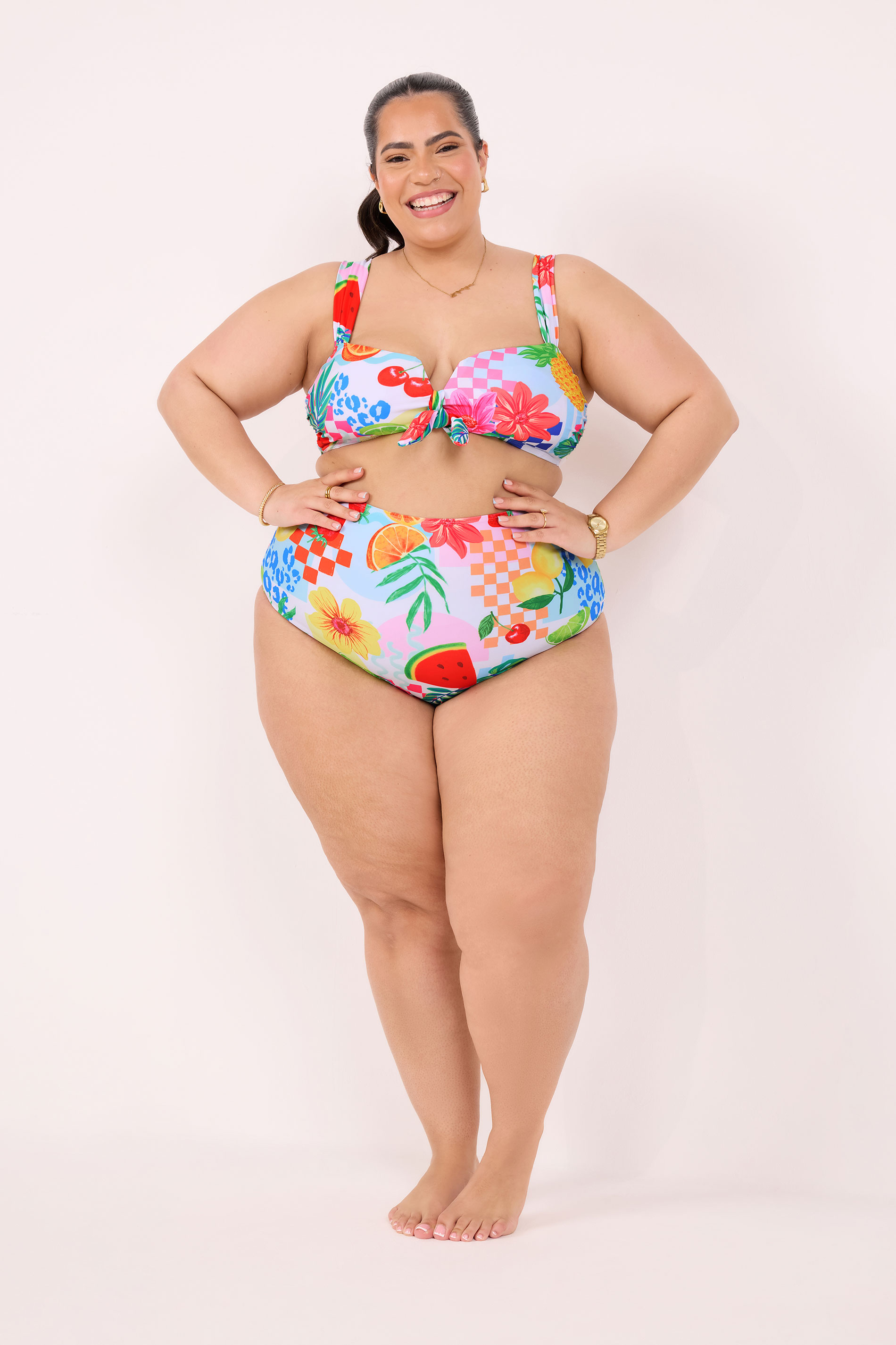 YOURS Plus Size Pink Mixed Tropical Wired Bikini Top | Yours Clothing 1