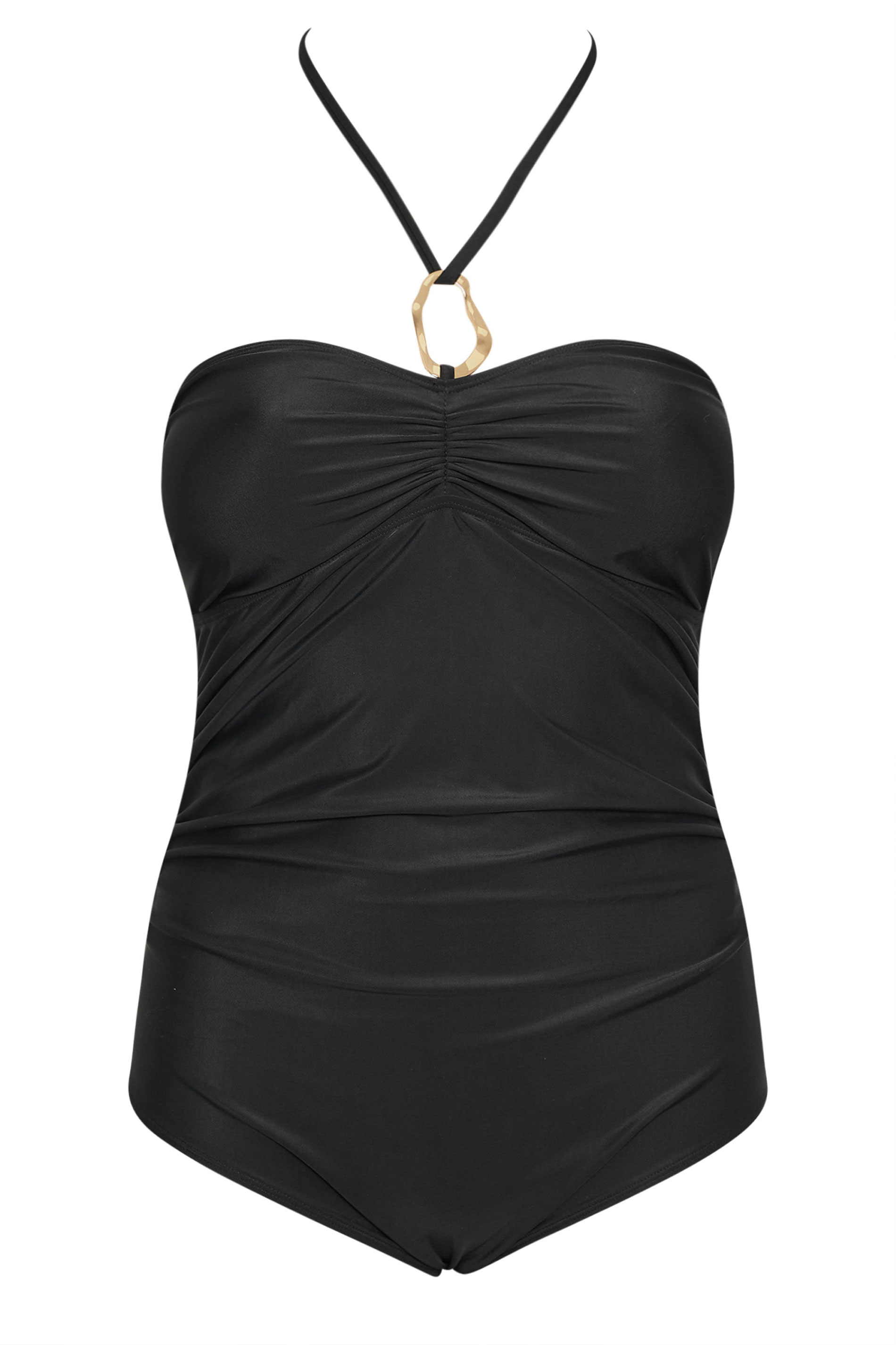 BUMP IT UP MATERNITY Plus Size Black Buckle Halterneck Swimsuit | Yours Clothing 8