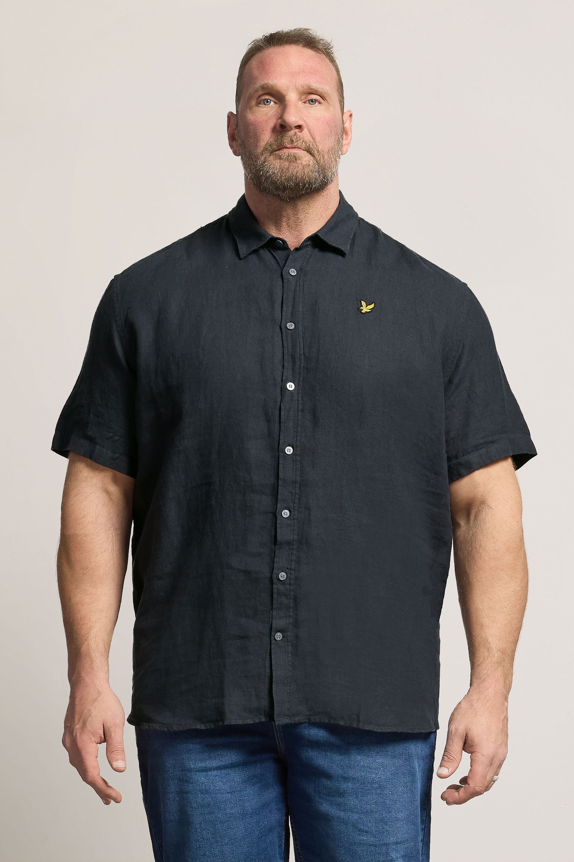 Lyle & Scott Big & Tall Navy Blue Linen Shirt | BadRhino 3