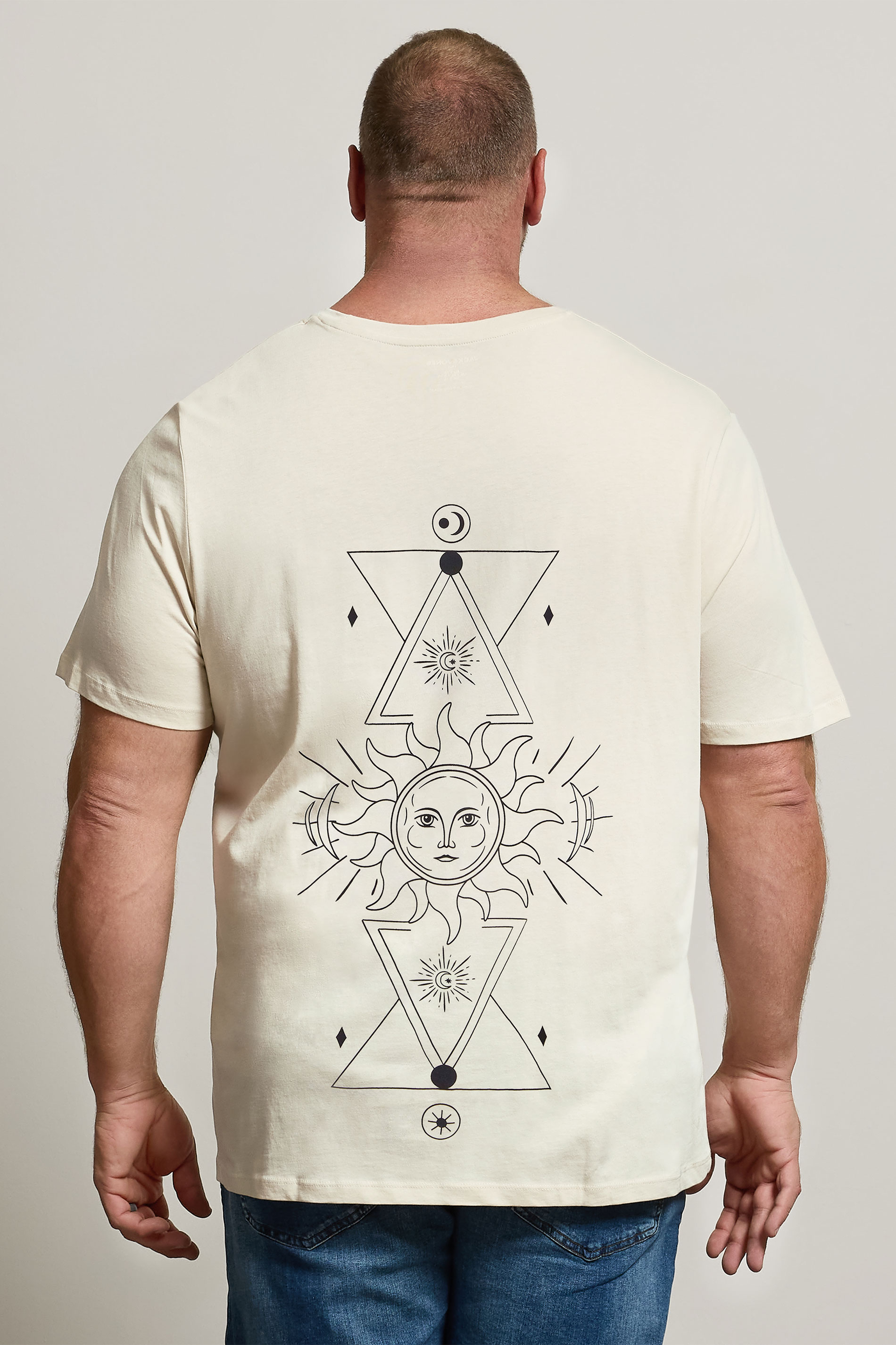 JACK & JONES Big & Tall Moonbeam White 'Astrology Sun' Print T-Shirt | BadRhino 2