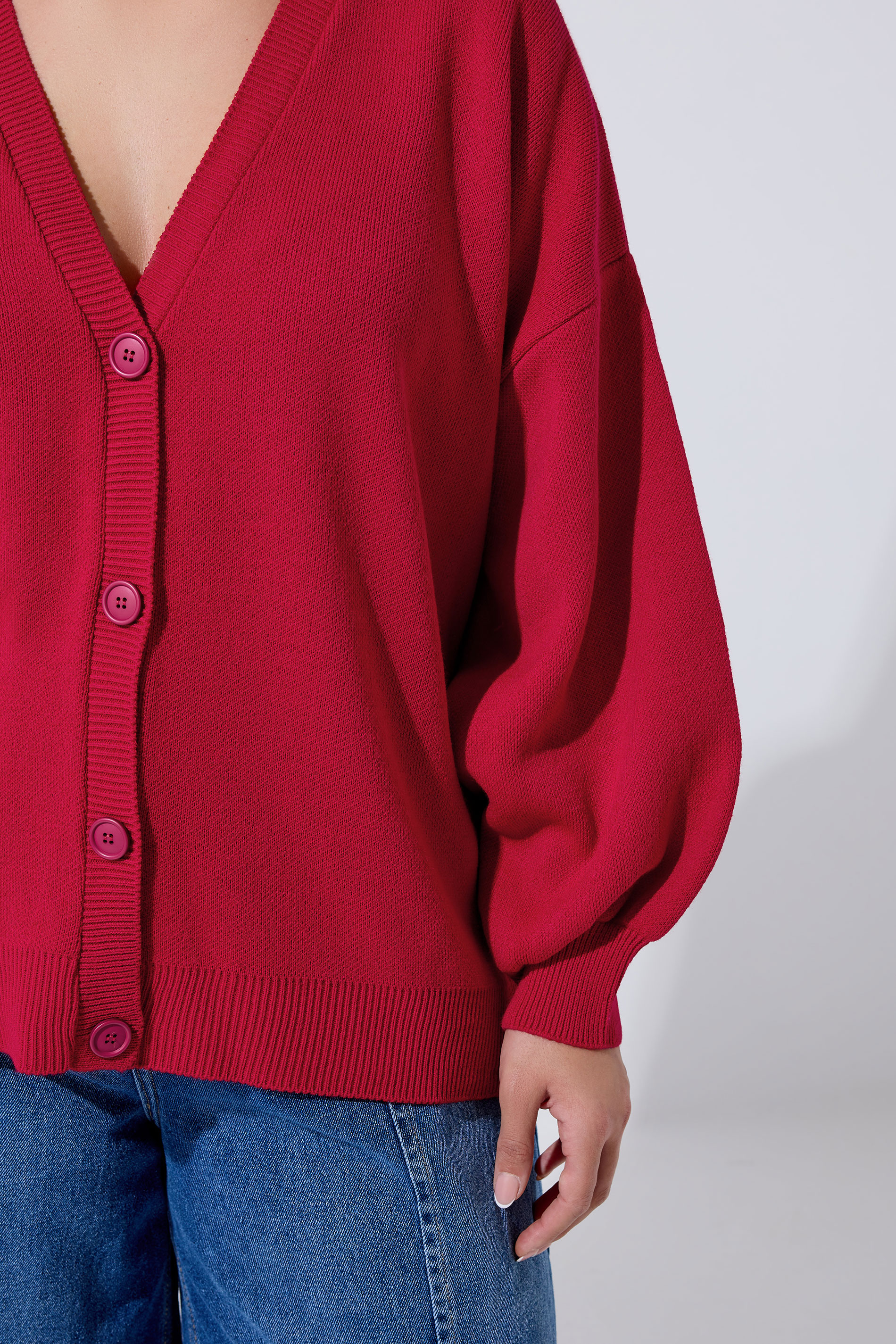 LIMITED COLLECTION Plus Size Red Balloon Sleeve Knitted Cardigan | Yours Clothing 4