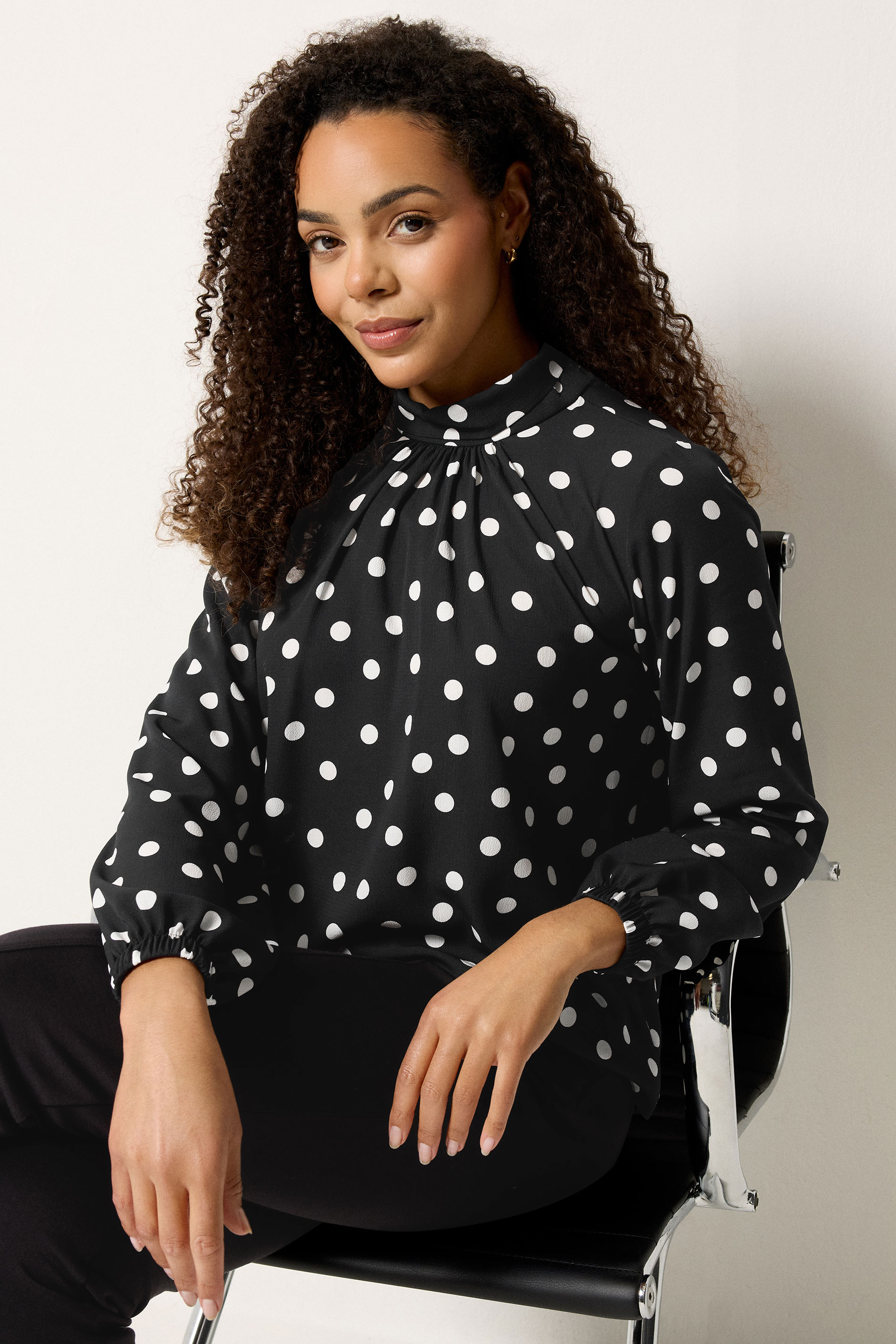M&Co Black Polka Dot Tie Back Blouse | M&Co 3