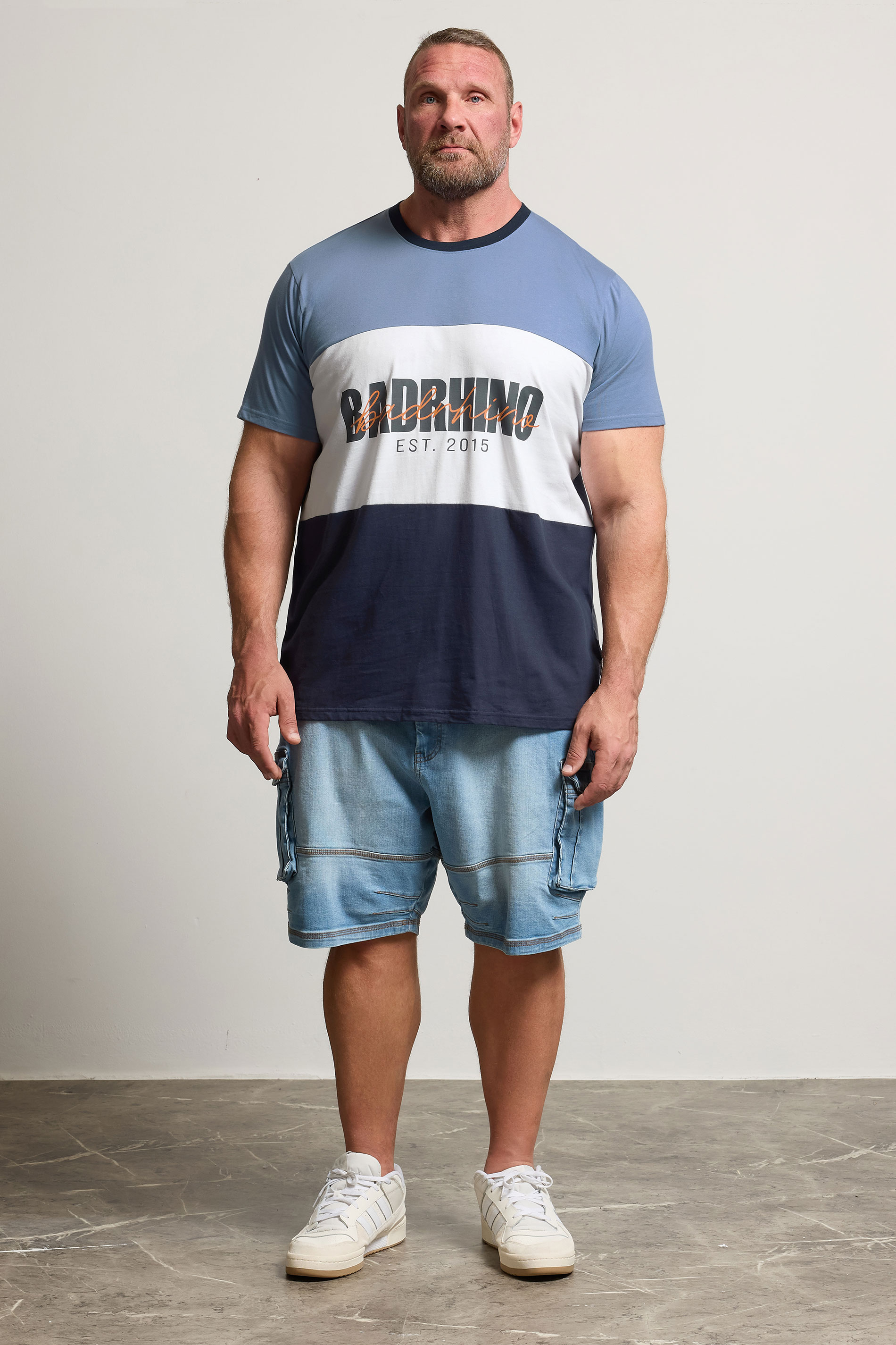 BadRhino Big & Tall Blue Cut & Sew Scripted T-Shirt | BadRhino 1