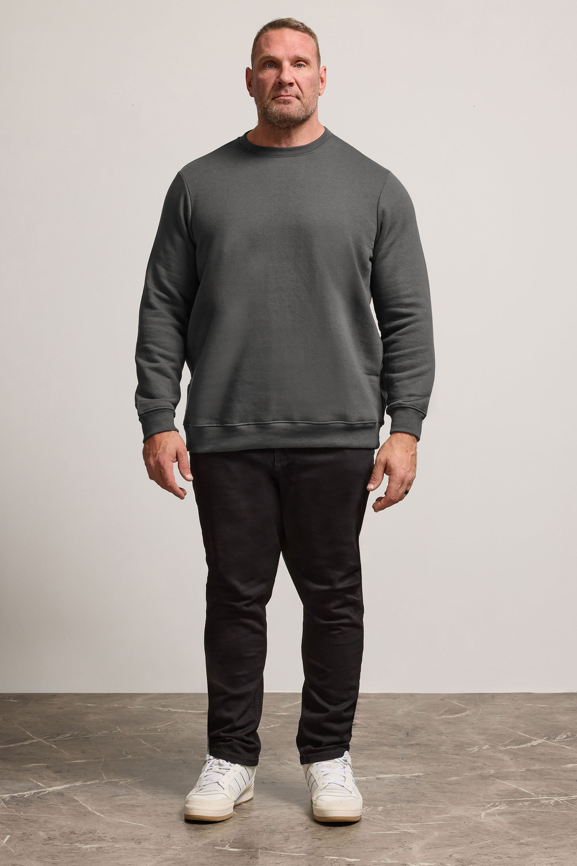 BadRhino Big & Tall Grey Premium Crew Neck Sweatshirt | BadRhino 1