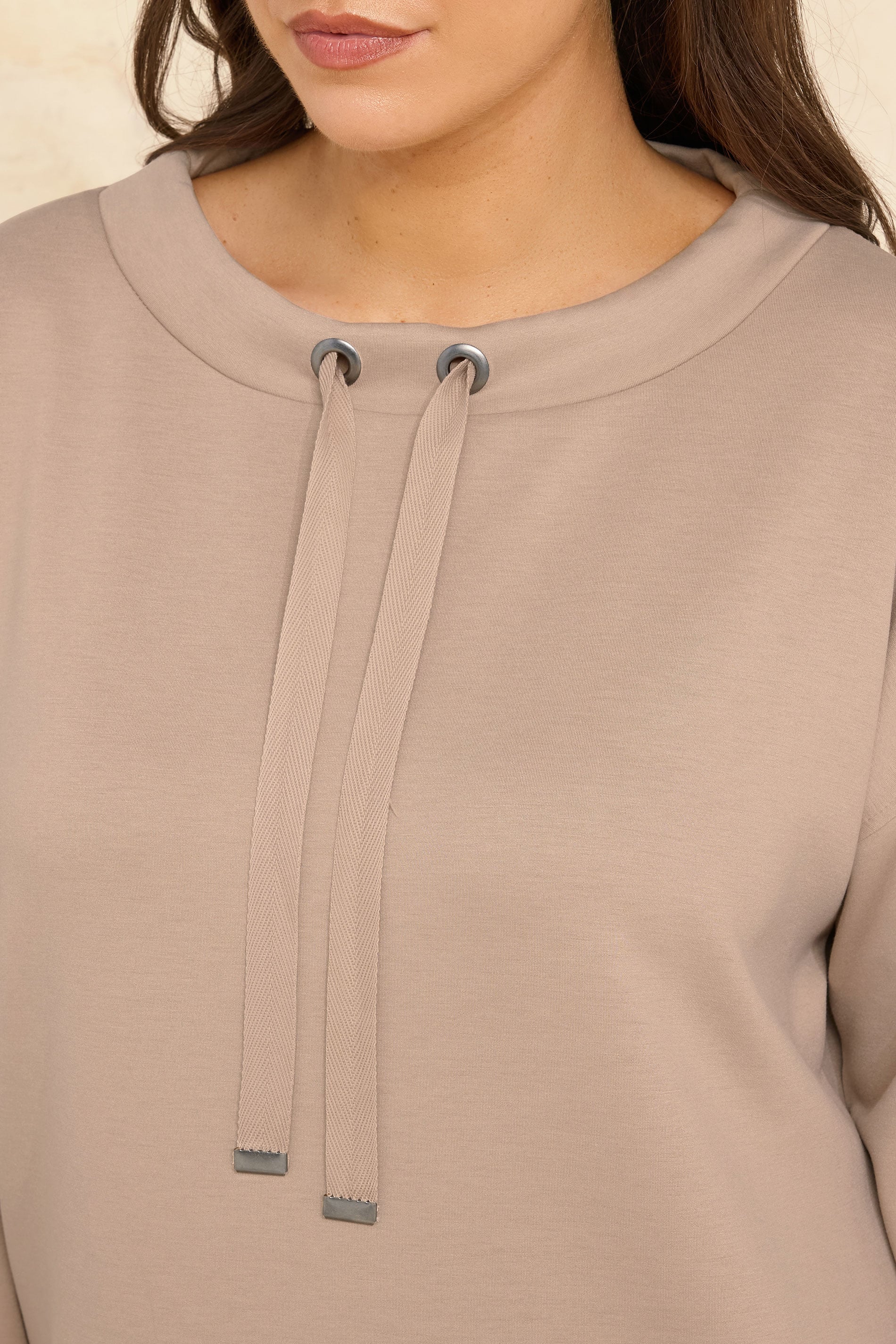 EVANS Plus Size Natural Brown Luxe Zip Detail Sweatshirt | Evans  4