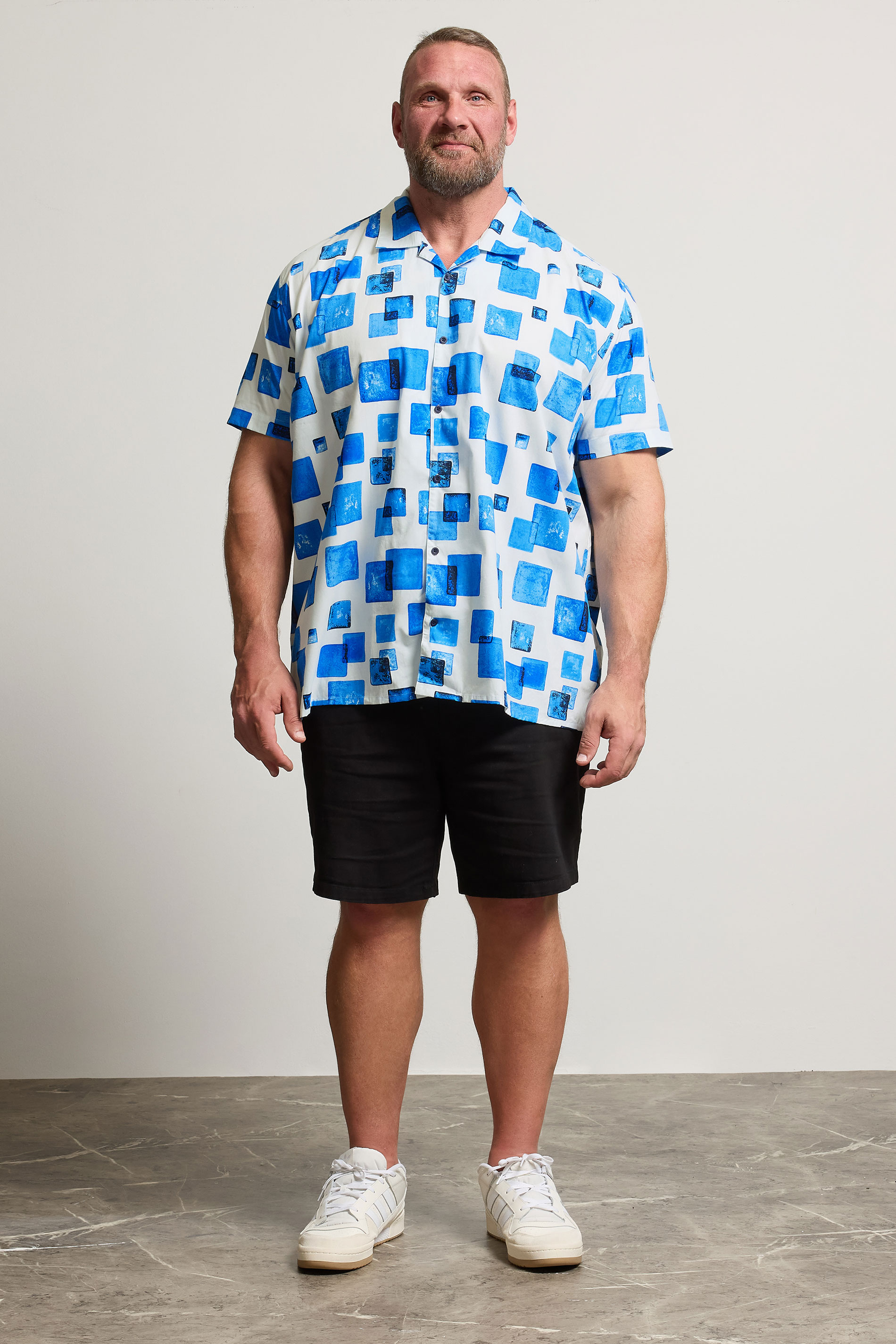 BadRhino BIg & Tall White Square Print Peached Short Sleeve Shirt | BadRhino 2