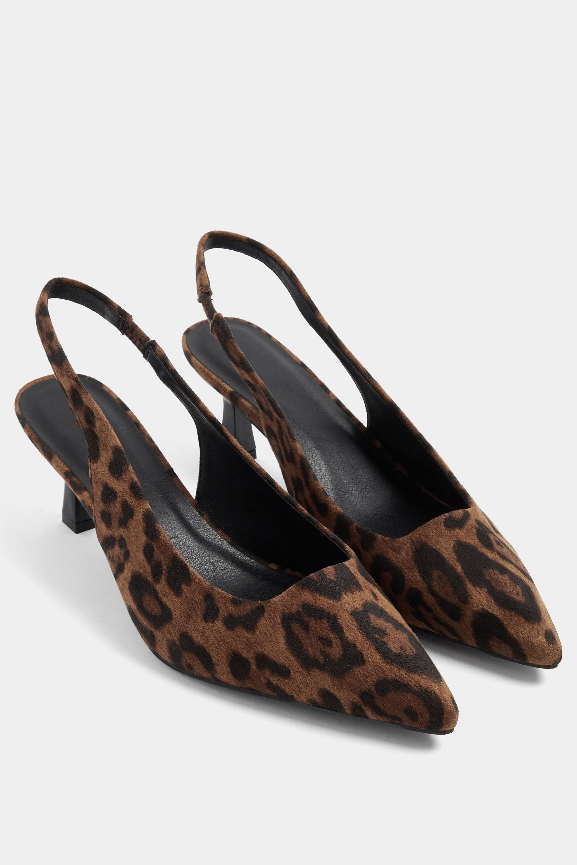 Brown Leopard Faux Suede Sling Back Heels In Wide E Fit | Yours Clothing 3