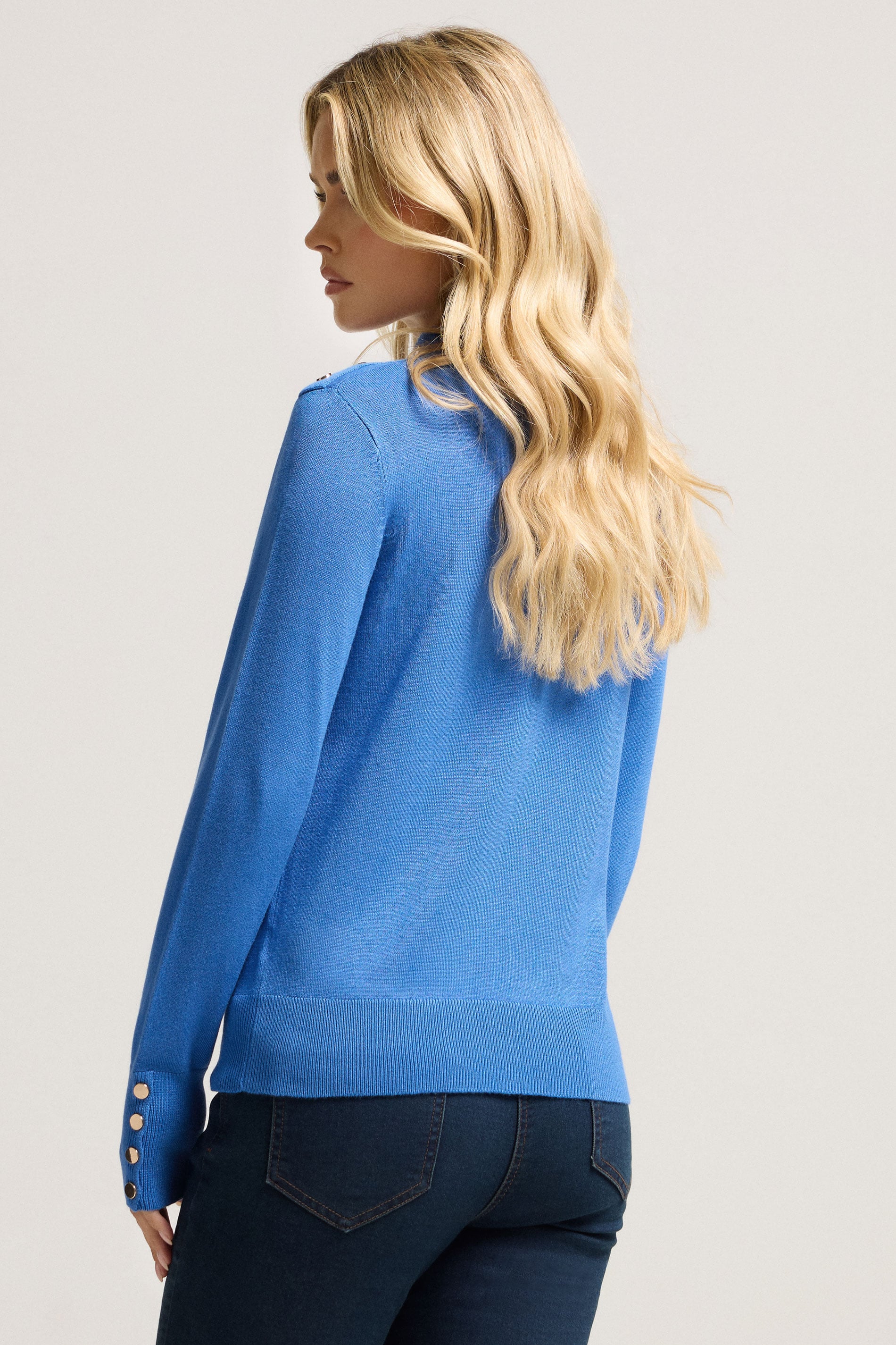 M&Co Petite Blue Button Detail Turtle Neck Jumper | M&Co 4
